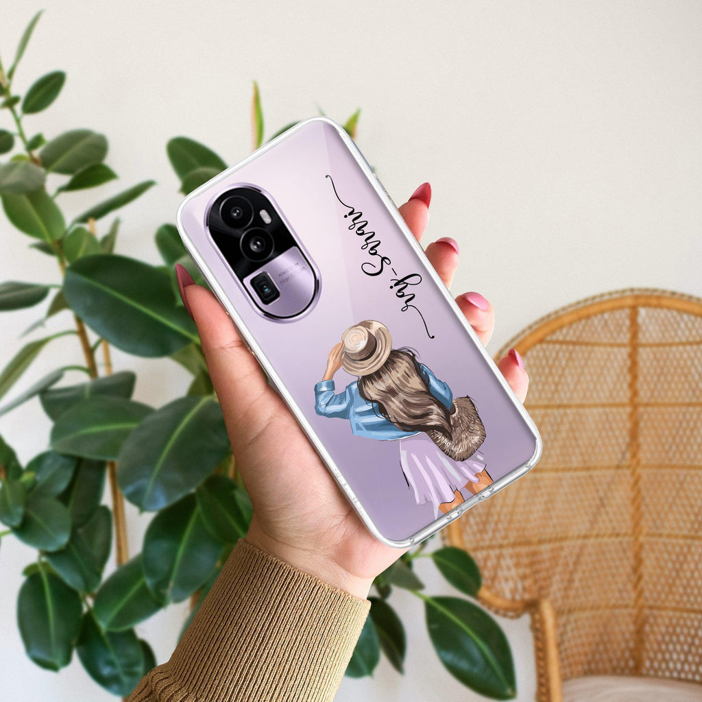Girl With Hat Customize Transparent Silicon Case For Oppo Reno 8T 5G