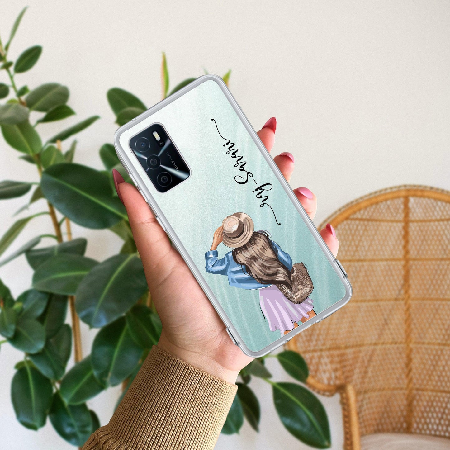 Girl With Hat Customize Transparent Silicon Case For Oppo