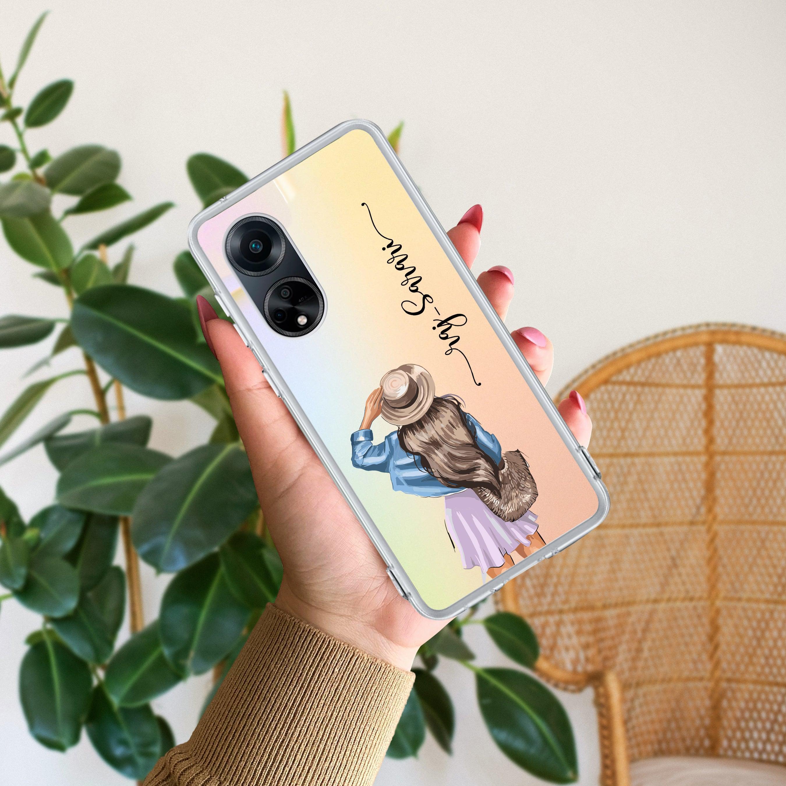 Girl With Hat Customize Anti Yellow Clear Phone Case For Oppo