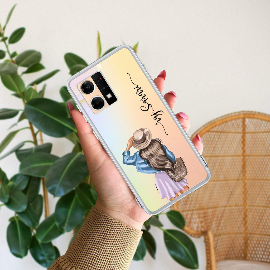 Girl With Hat Customize Transparent Silicon Case For Oppo Reno 7 5G