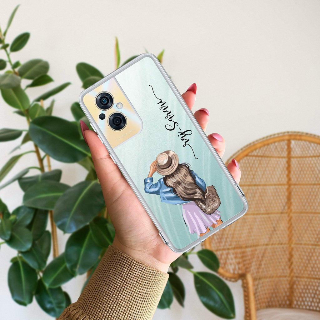 Girl With Hat Customize Anti Yellow Case For Oppo F21 Pro (5G)