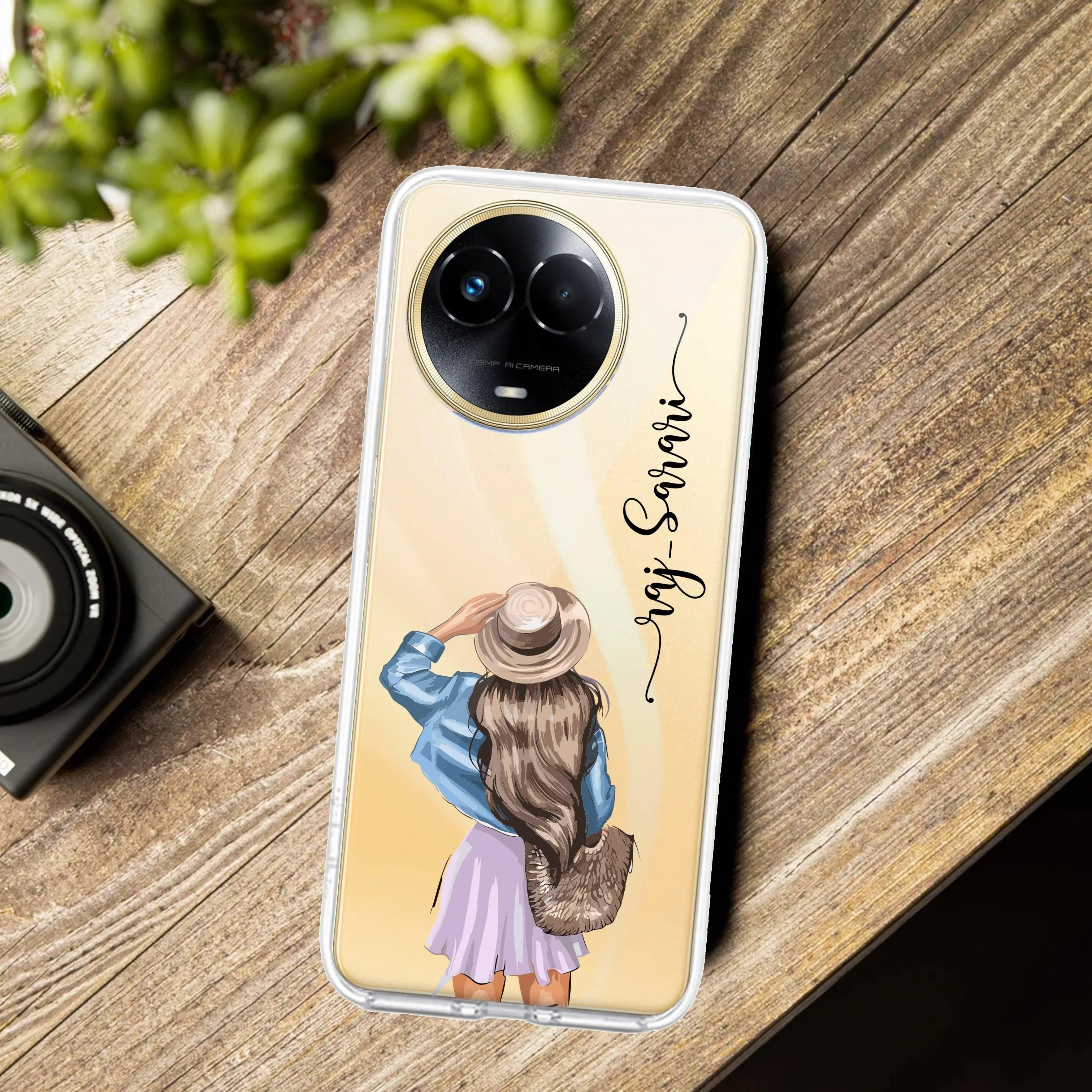 Girl With Hat Customize Anti Yelllow Case For Realme C67 5G