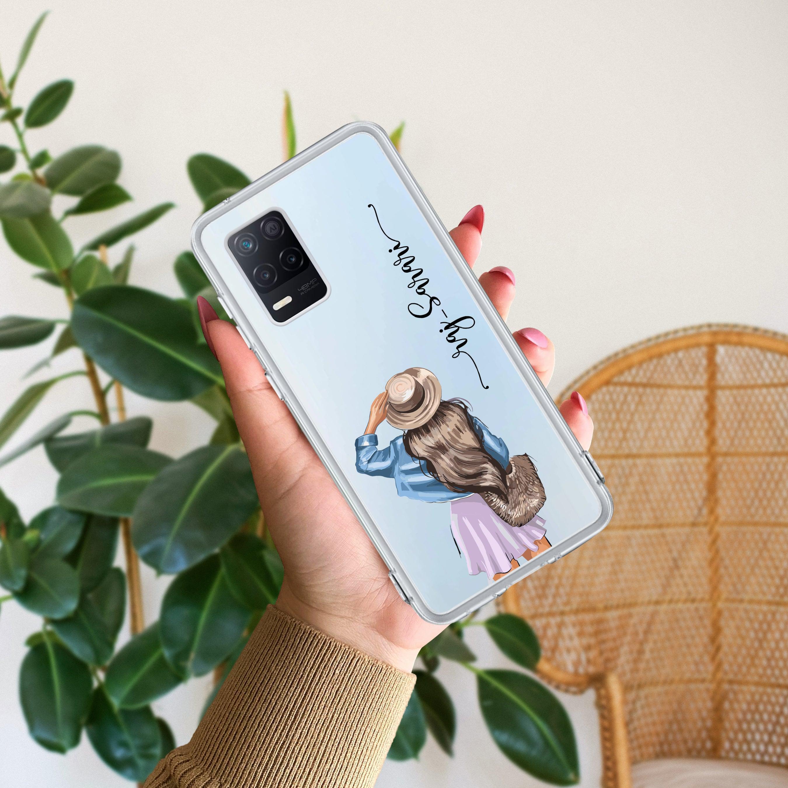 Girl With Hat Customize Anti Yelllow Case For Realme 8 5G / Realme 8s 5G / Realme 9 5G / Realme Narzo 30 5G