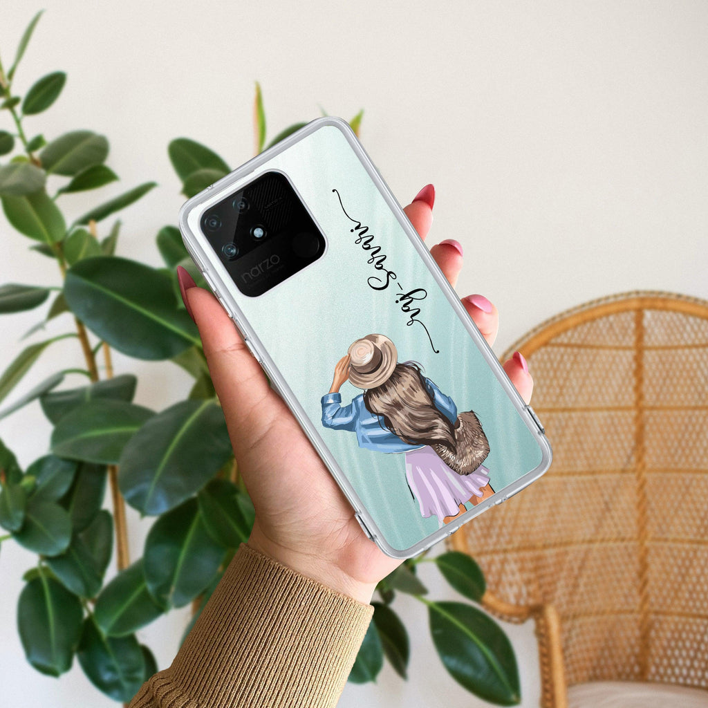 Girl With Hat Customize Transparent Silicon Case For Realme/Narzo