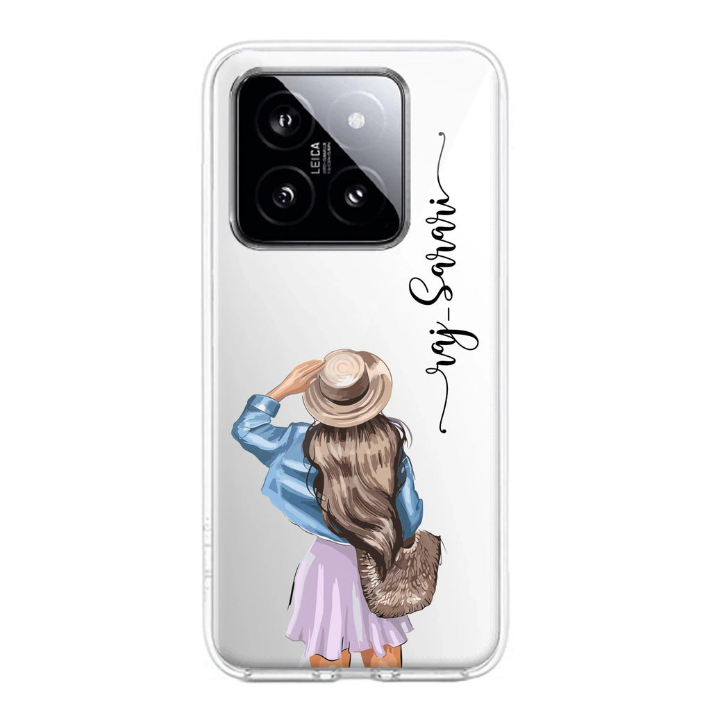 Girl With Hat Customize Transparent Silicon Case For Redmi Note 13 5G