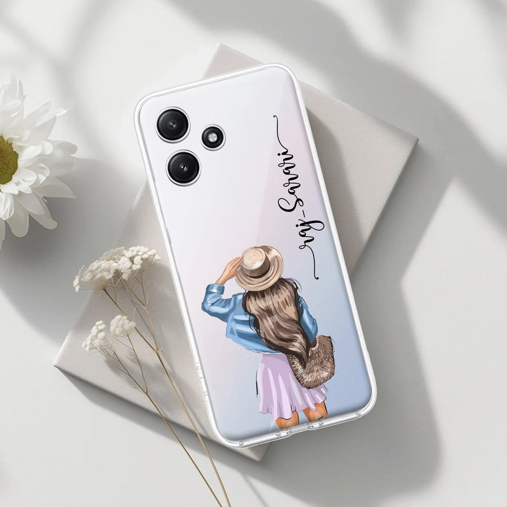 Girl With Hat Customize Transparent Silicon Case For Redmi A5 4G