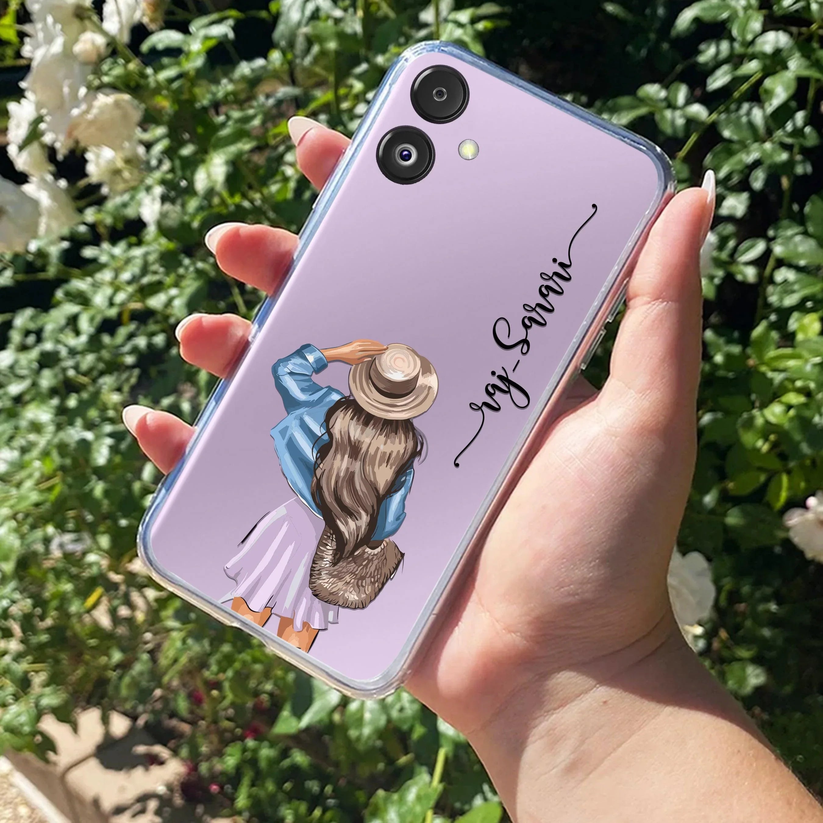 Girl With Hat Customize Anti Yellow Clear Phone Case For Samsung