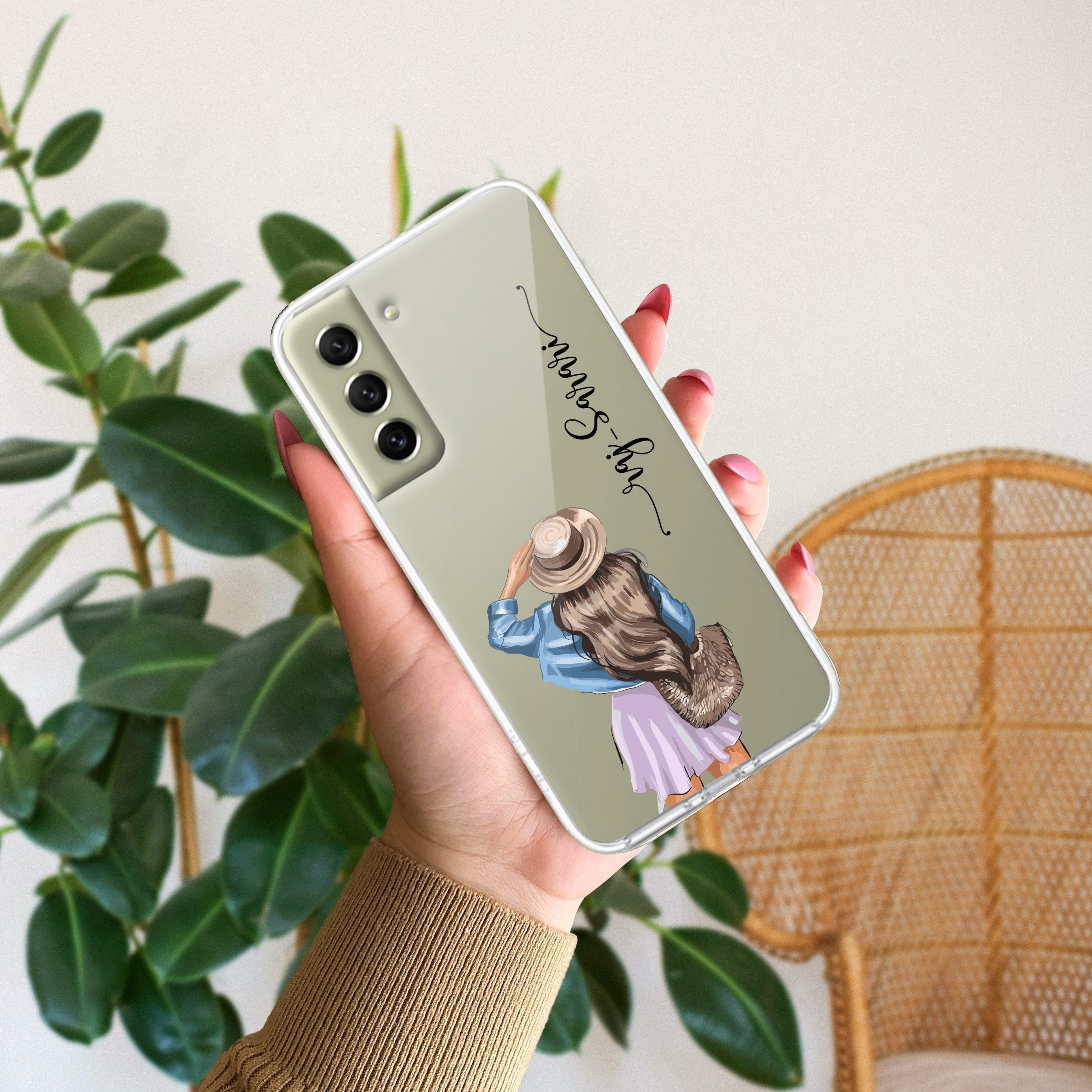 Girl With Hat Customize Anti Yellow Clear Phone Case For Samsung