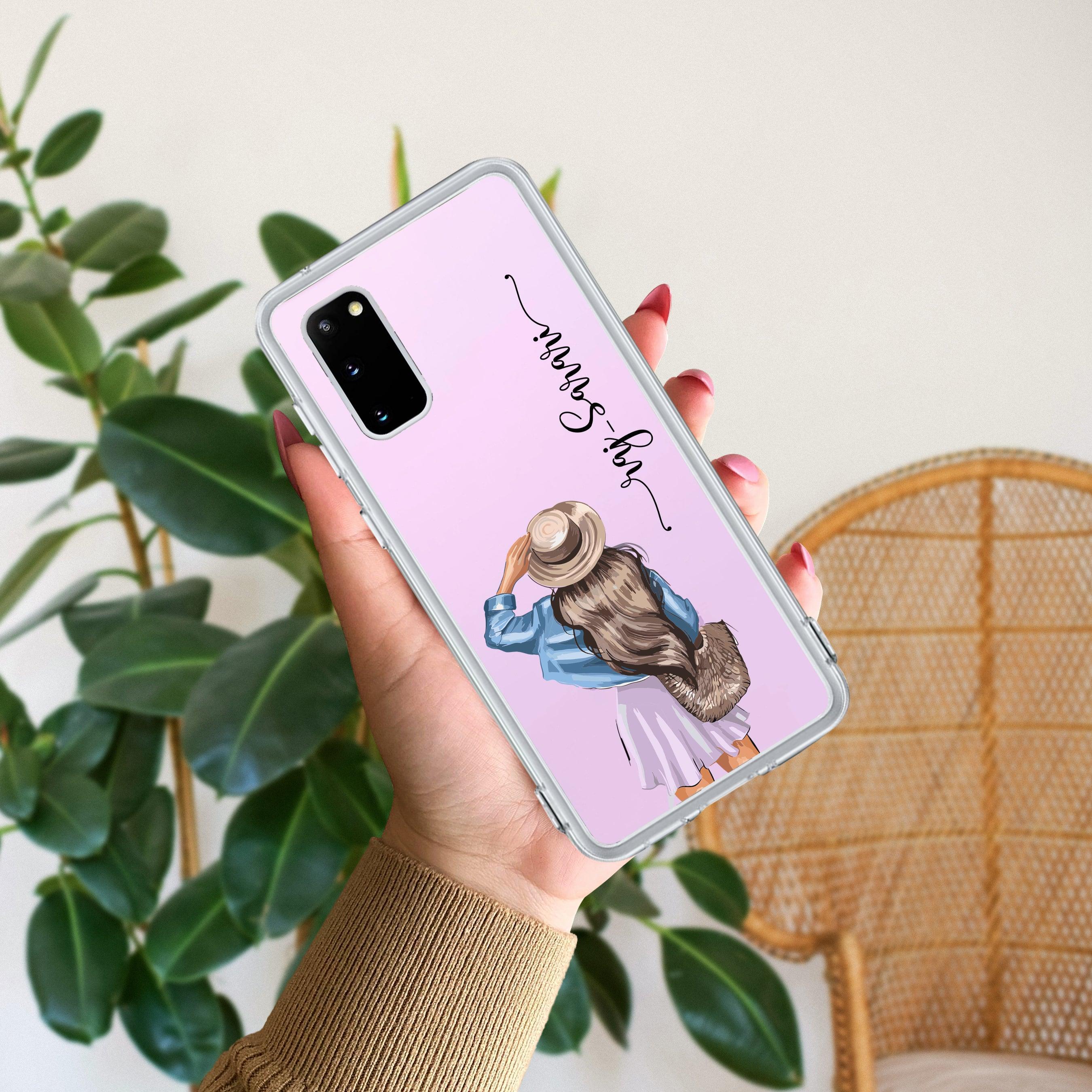 Girl With Hat Customize Anti Yellow Clear Phone Case For Samsung