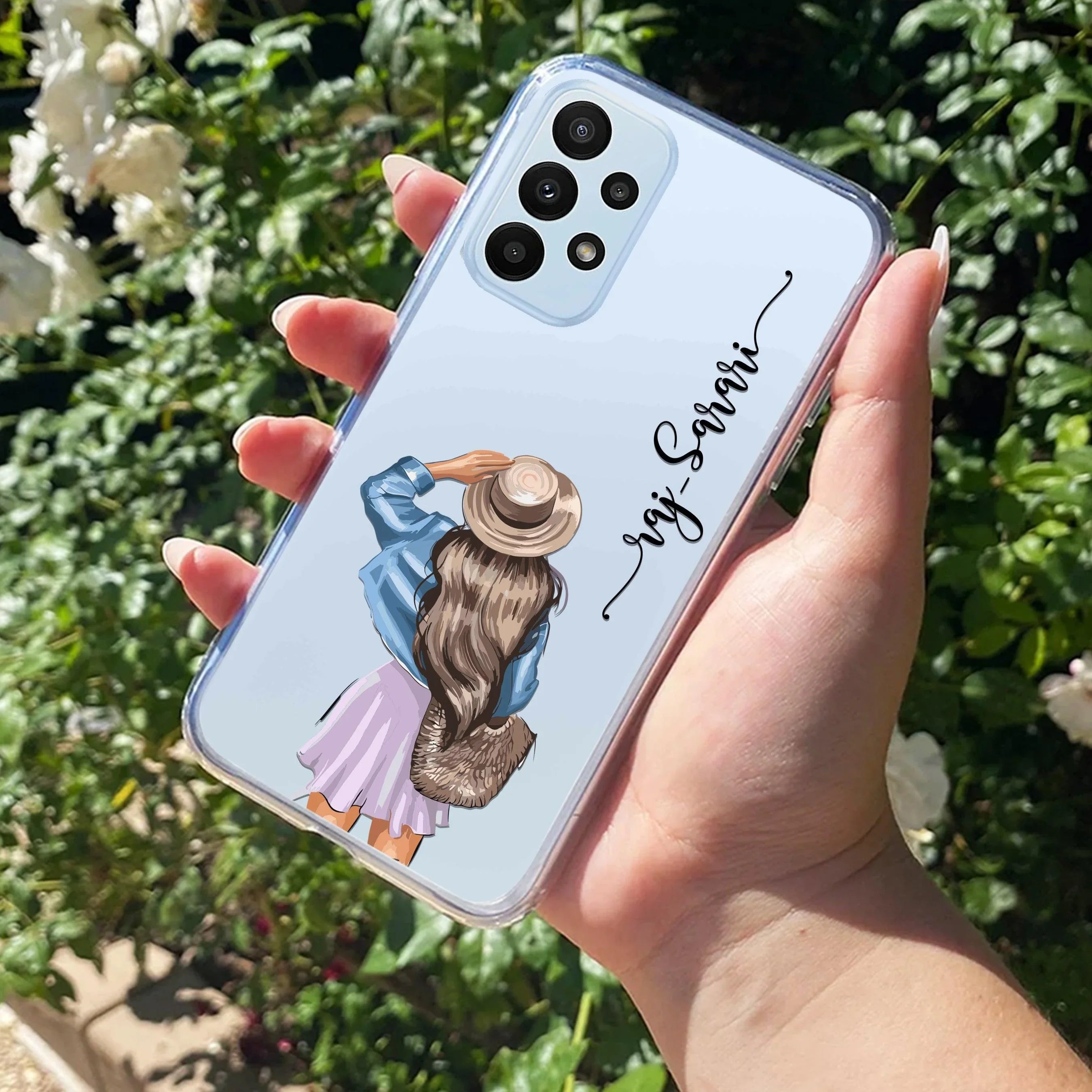 Girl With Hat Customize Anti Yellow Clear Phone Case For Samsung