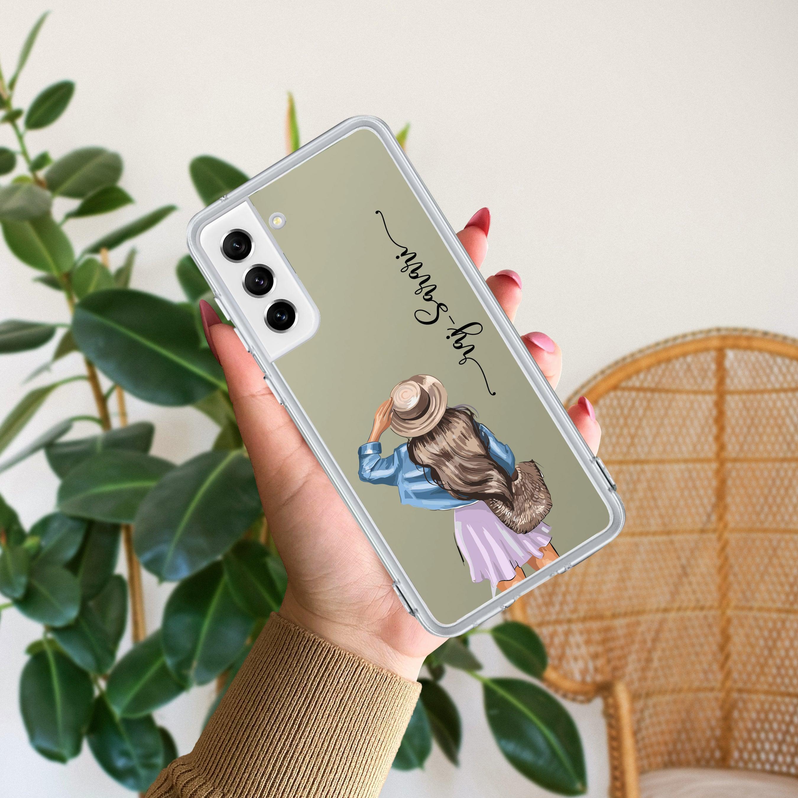 Girl With Hat Customize Anti Yellow Clear Phone Case For Samsung