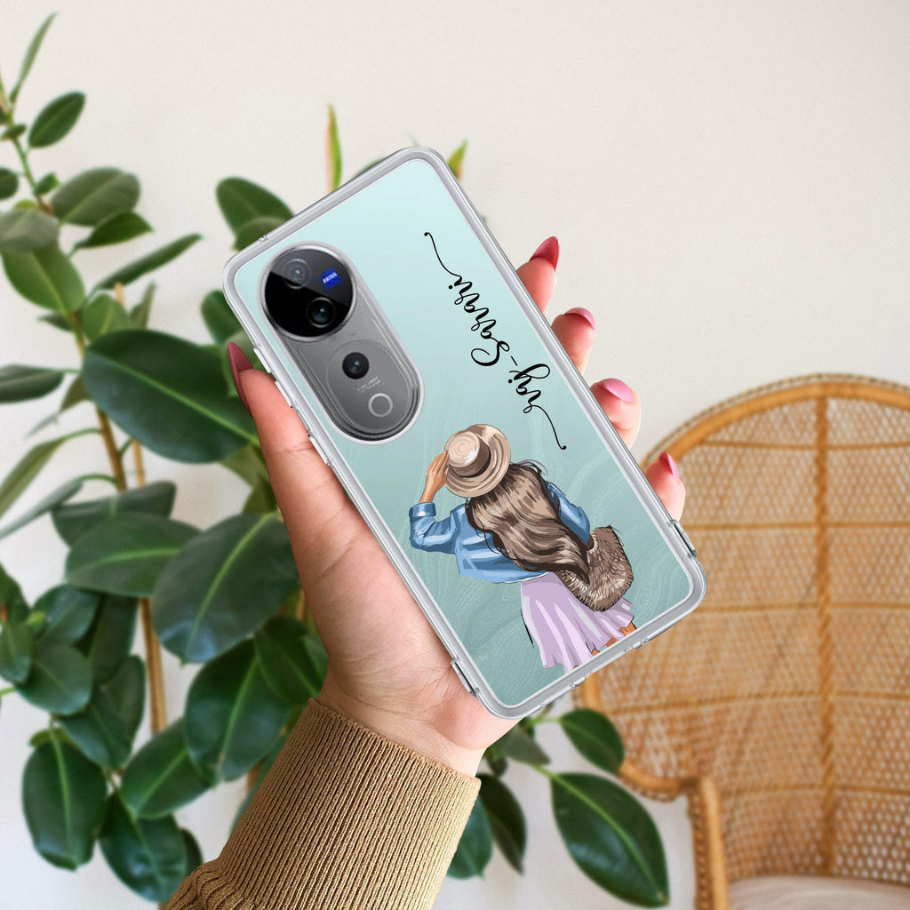 Girl With Hat Customize Transparent Silicon Case For Vivo V40 5G