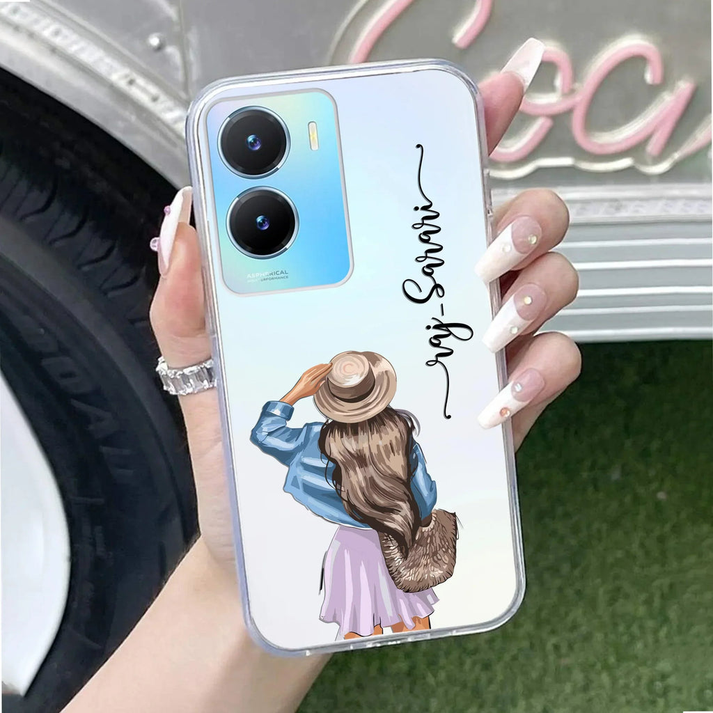 Girl With Hat Customize Transparent Silicon Case For Vivo Y16