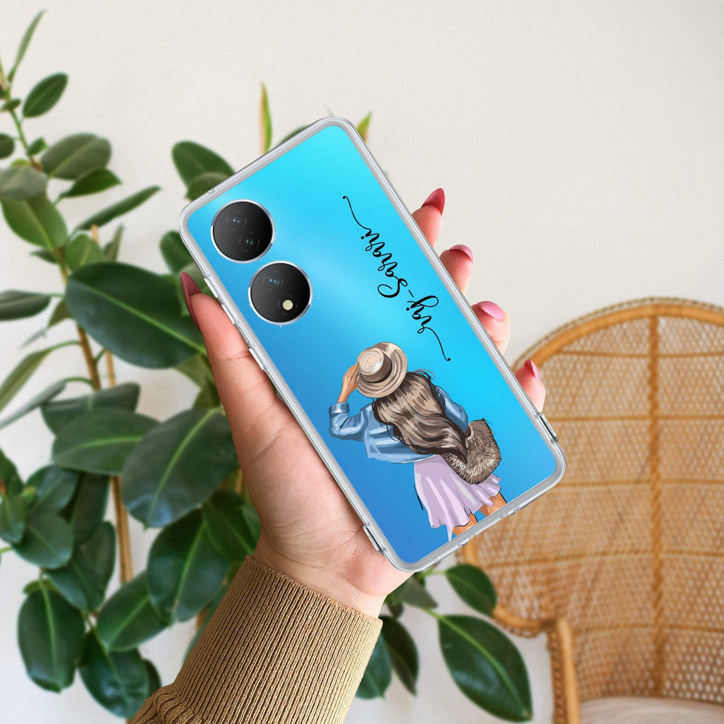 Girl With Hat Customize Transparent Silicon Case For Vivo Y100 5G /  Vivo Y100A 5G