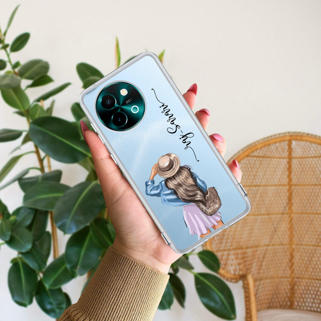 Girl With Hat Customize Transparent Silicon Case For Vivo Y58 5G