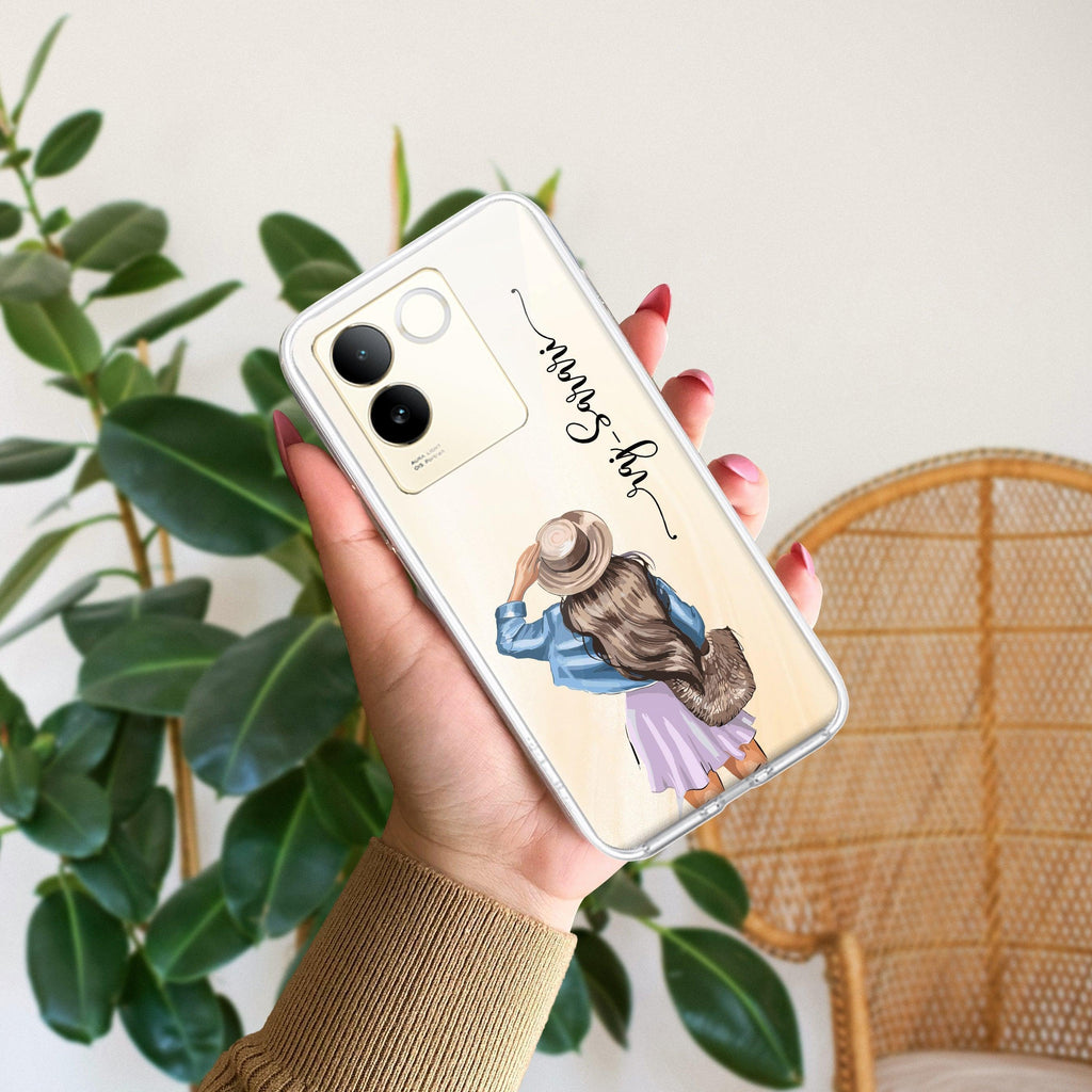 Girl With Hat Customize Transparent Silicon Case For Vivo T2 Pro 5G