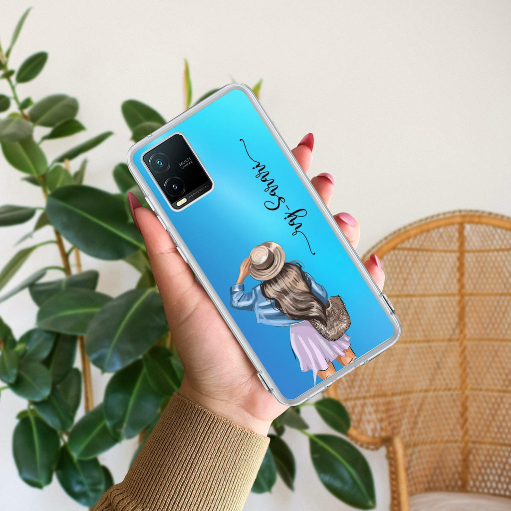 Girl With Hat Customize Transparent Silicon Case For Vivo Y33s / Vivo Y33T