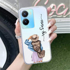 Girl With Hat Customize Transparent Silicon Case For Vivo T2x 5G