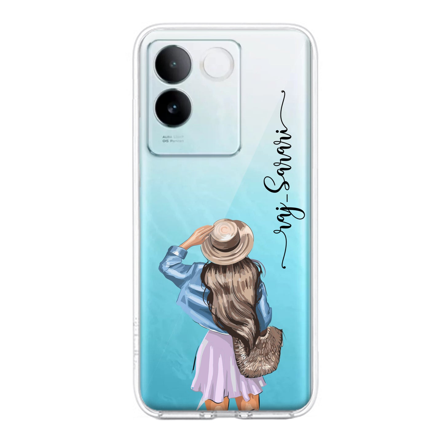 Girl With Hat Customize Transparent Silicon Case For iQOO ShopOnCliQ