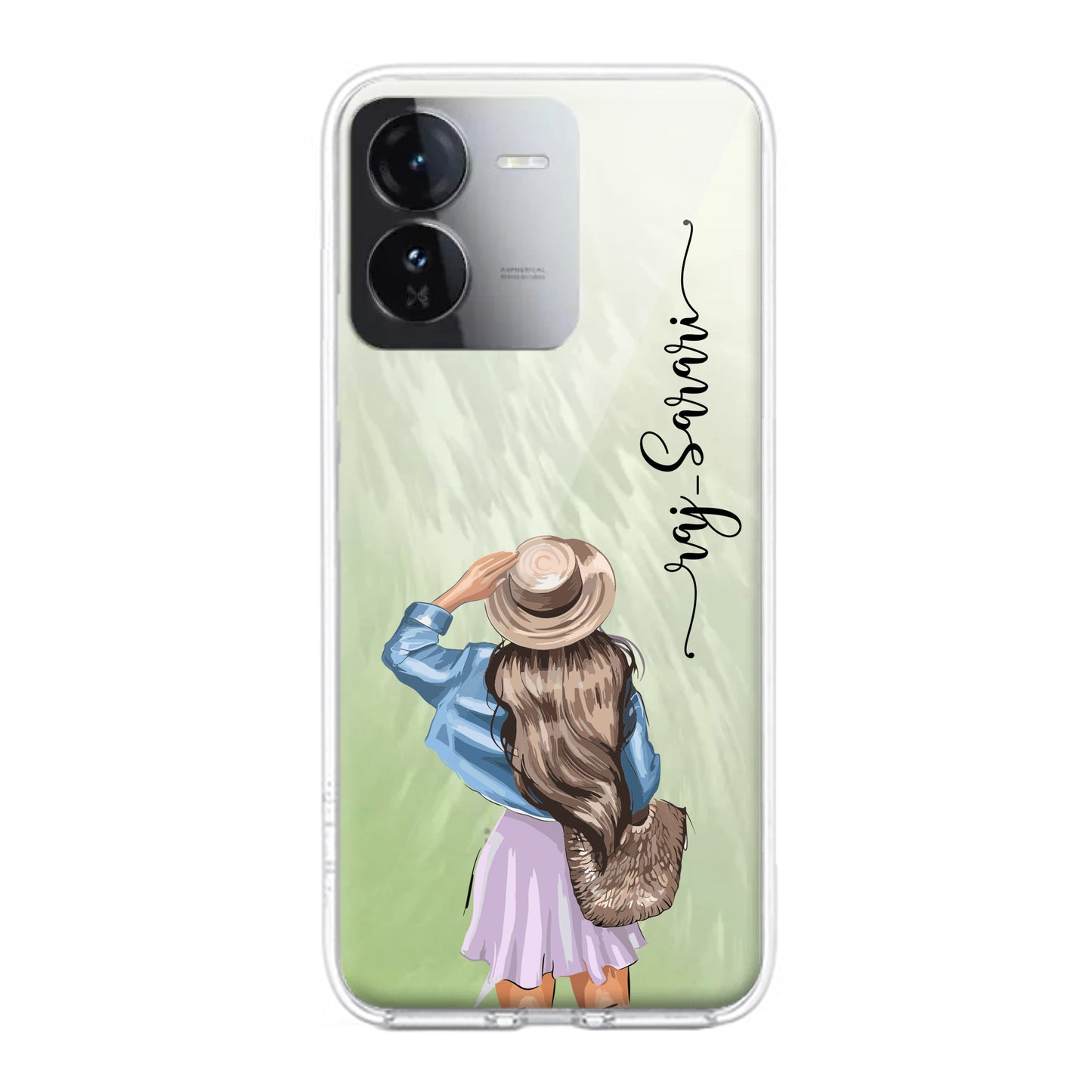 Girl With Hat Customize Transparent Silicon Case For iQOO ShopOnCliQ