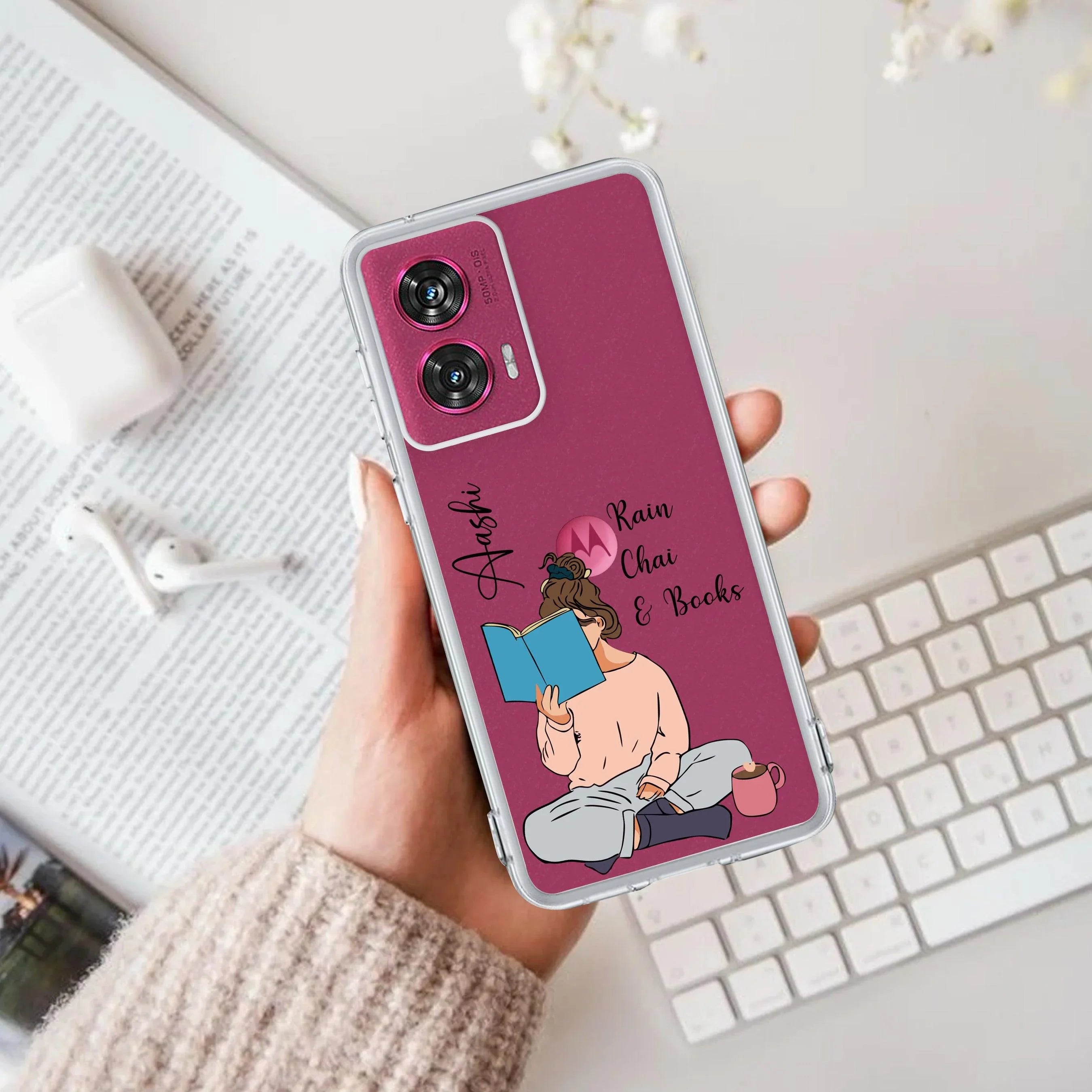 Girl with Book Customize Transparent Silicon Case For Motorola