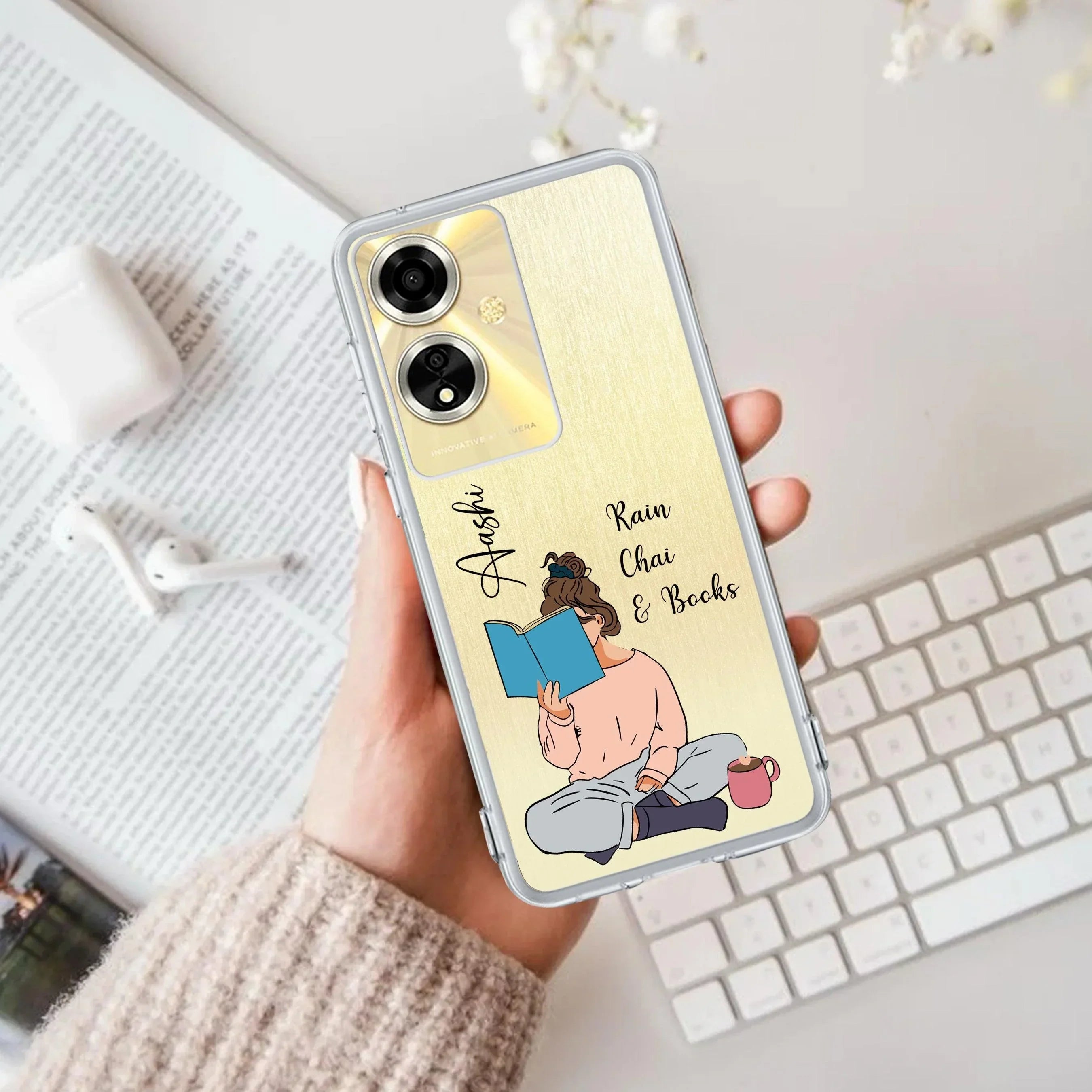 Girl with Book Customize Anti Yellow Case For Oppo A59 5G