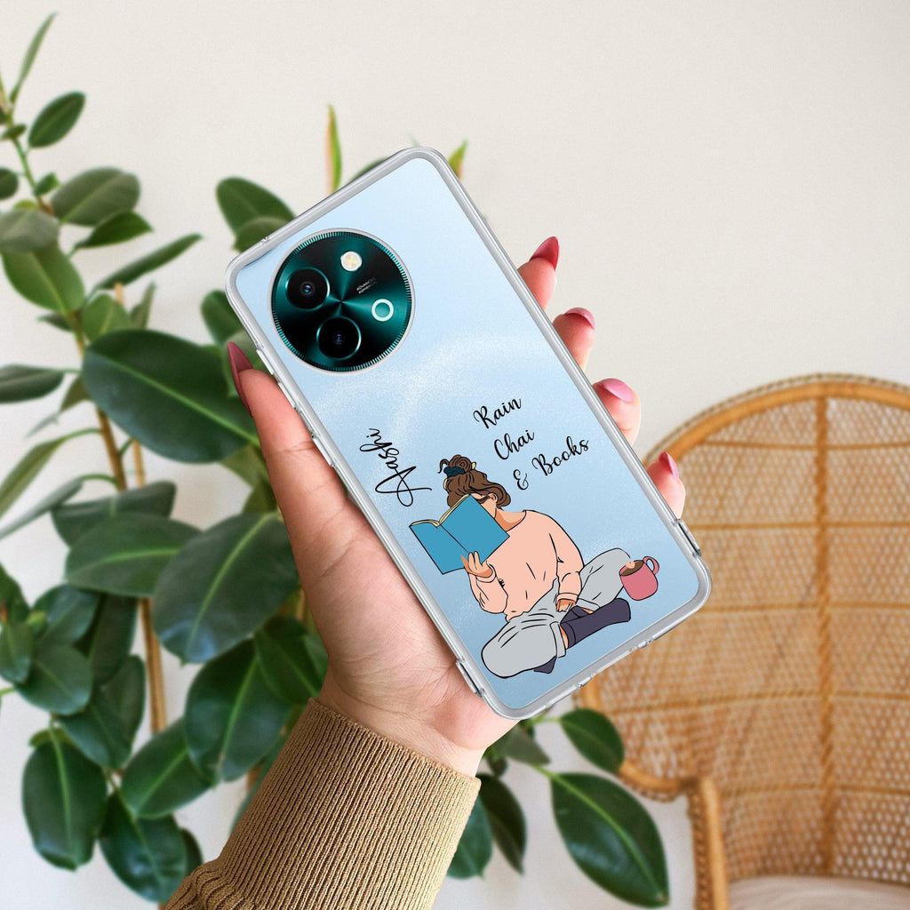 Girl with Book Customize Transparent Silicon Case For Vivo V29 5G