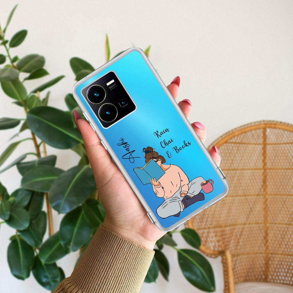 Girl with Book Customize Transparent Silicon Case For Vivo Y35