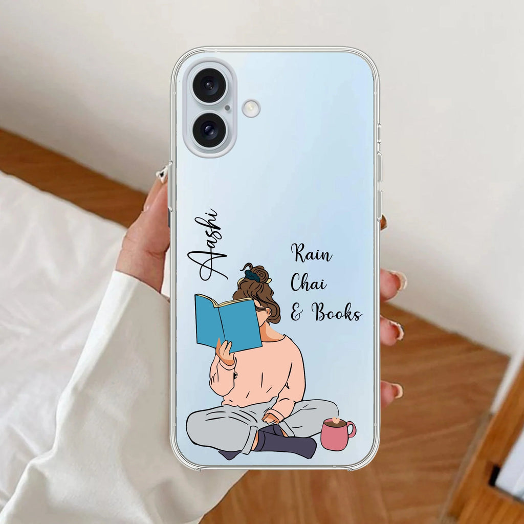 Girl with Book Customize Anti Yellow Clear Case For iPhone 16 Plus