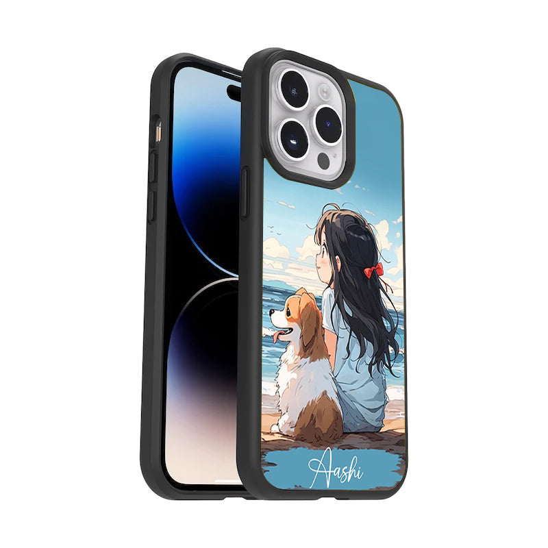 Girl With Dog Glossy Metal Case Cover For Realme