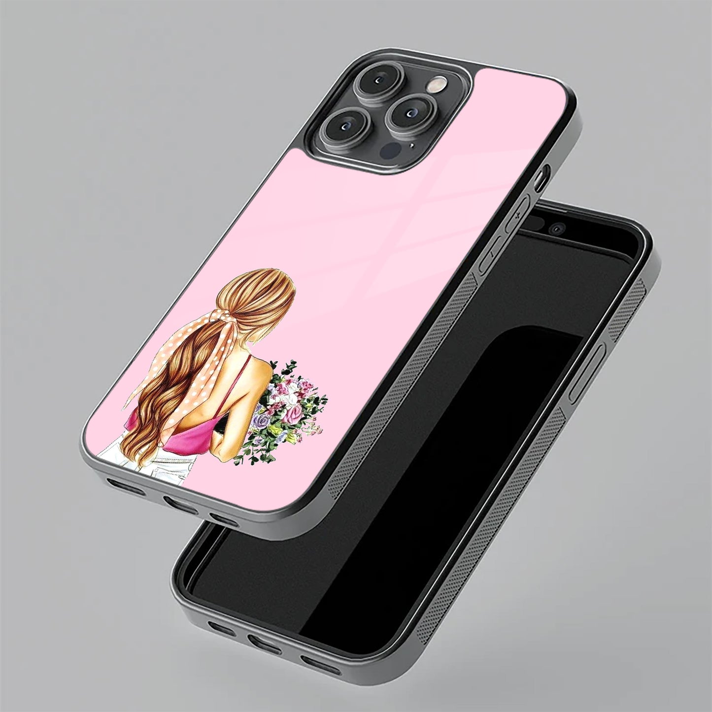 Styles Girl With Flower Glass Case For Poco