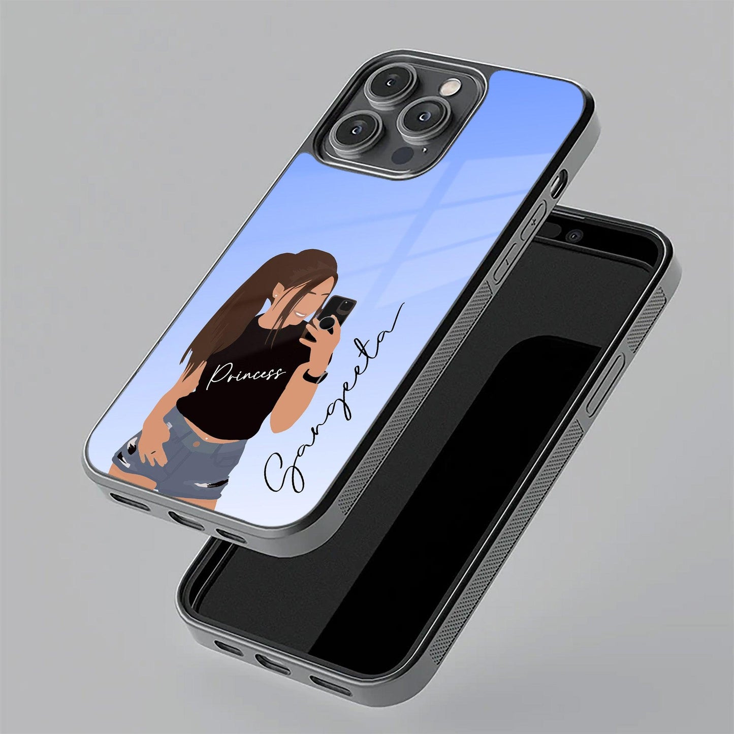 Mobile Girl Glass Case For Vivo