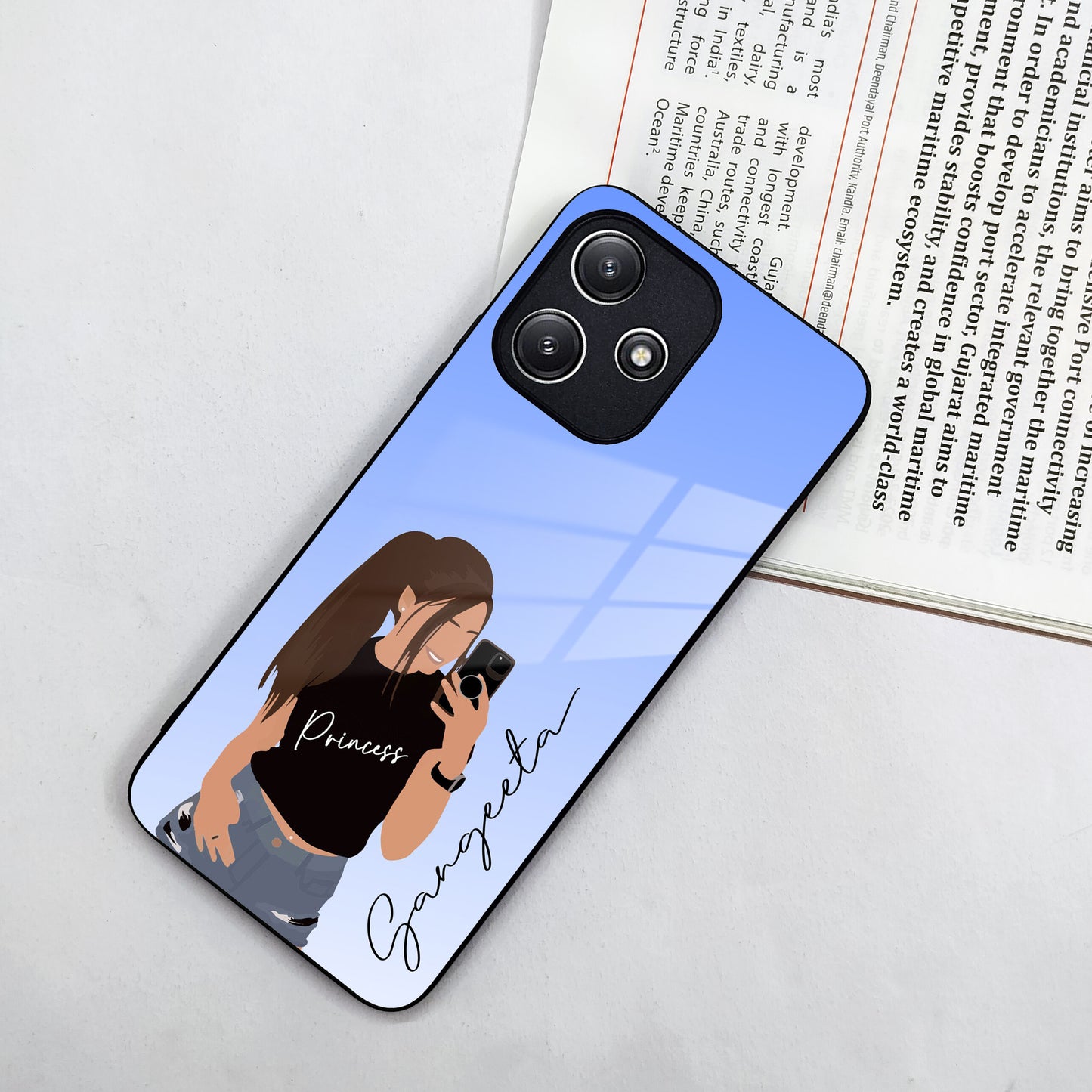 Mobile Girl Glass Case Cover For Redmi/Xiaomi