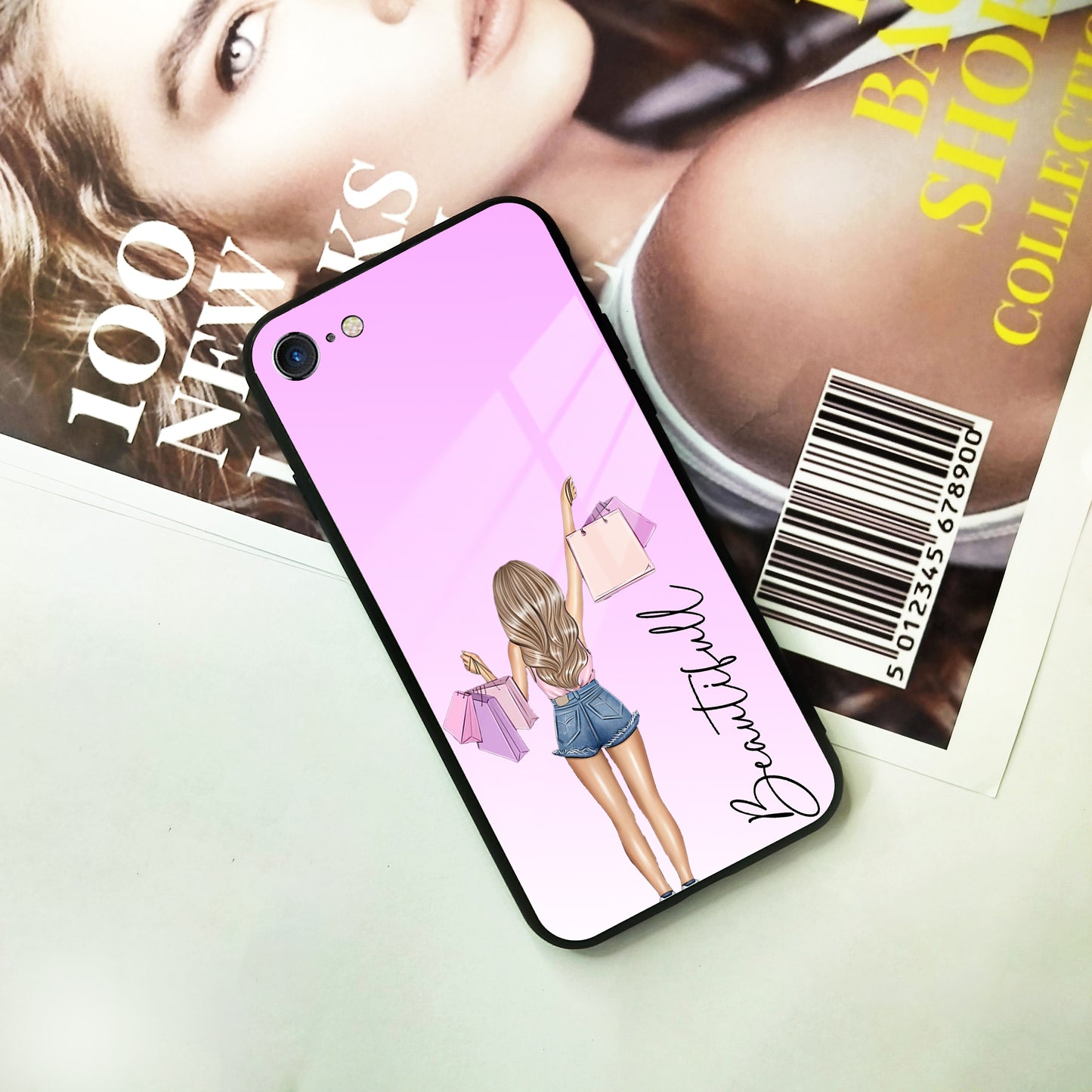 Girl With Bag Glass Case Cover For iPhone