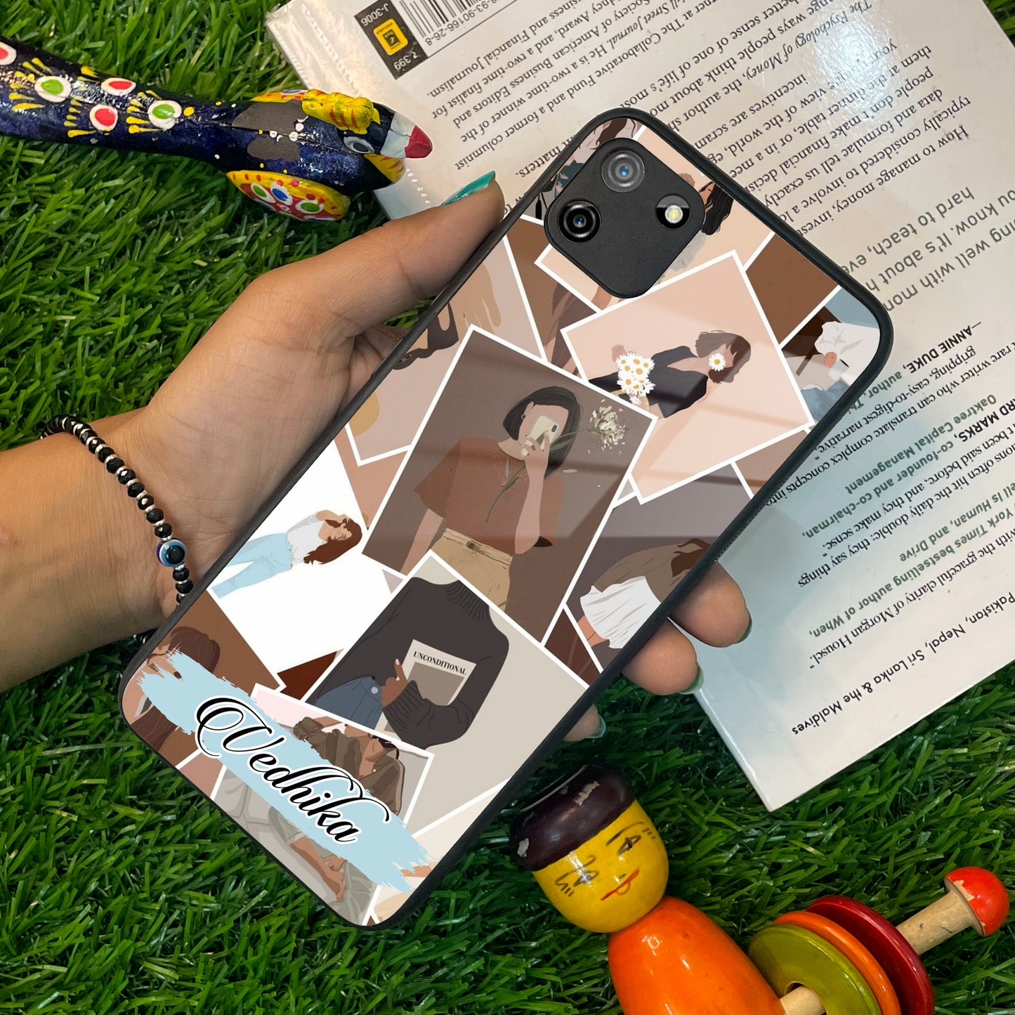Selfie Girl Collage Glass Case Cover For Realme/Narzo