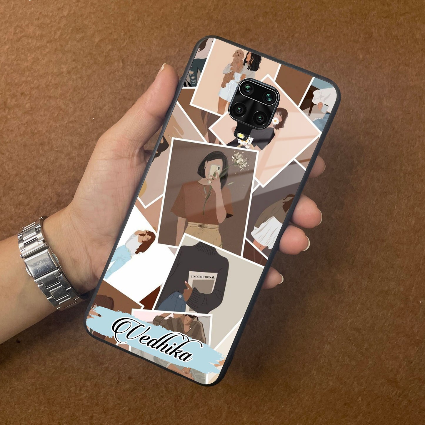 Selfie  Girl Collage Glass Case Cover For Redmi/Xiaomi