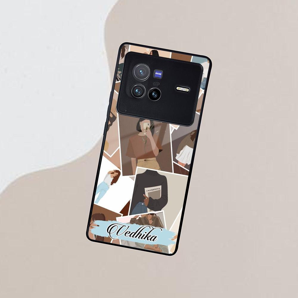 Selfie Girl Collage Glass Case Cover For Vivo