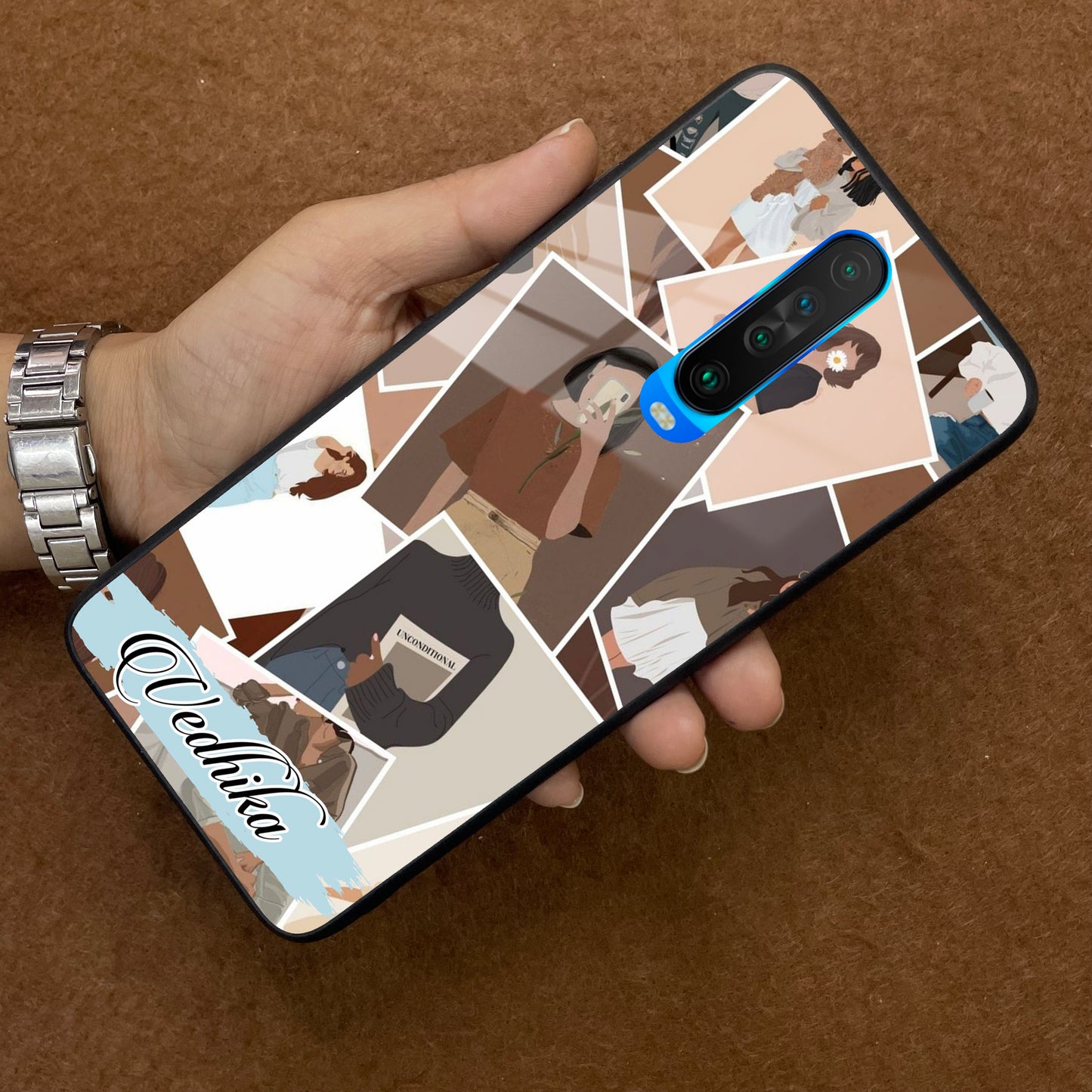 Selfie  Girl Collage Glass Case Cover For Poco