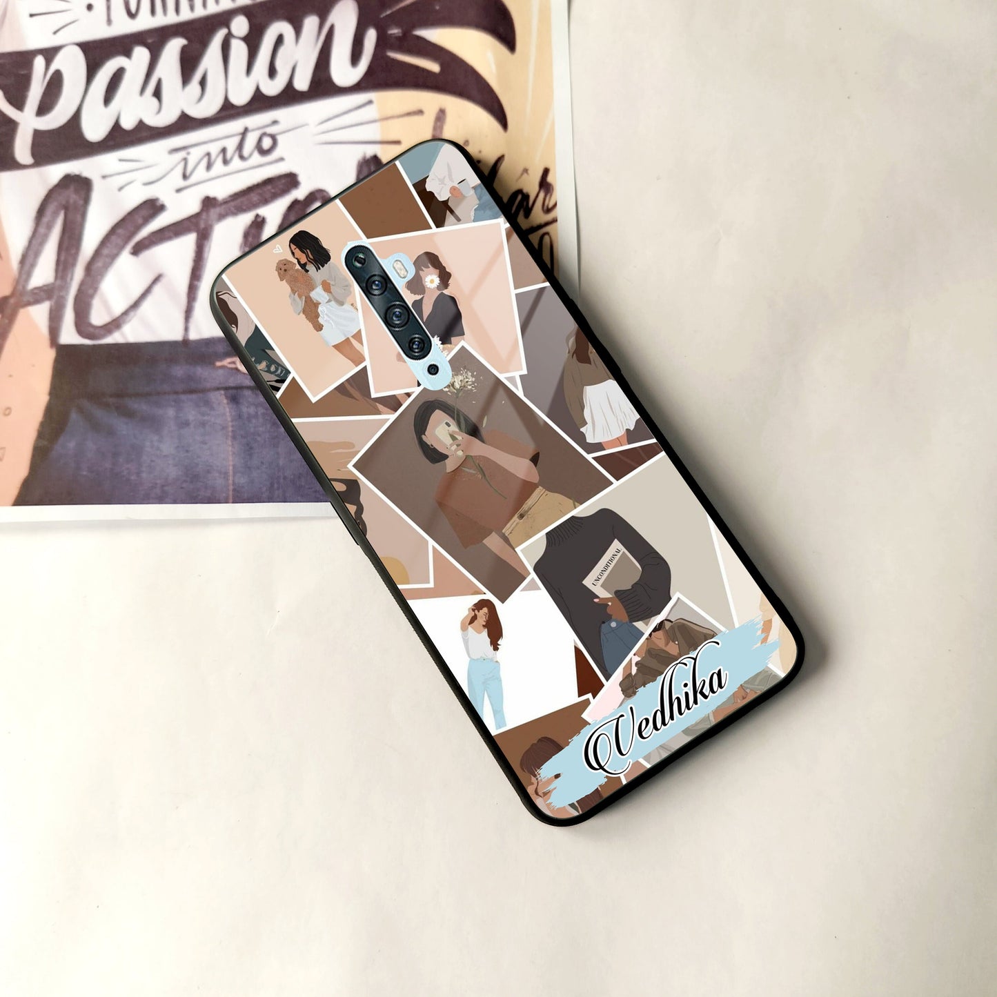 SelfieGirl Collage Glass Case Cover For Oppo