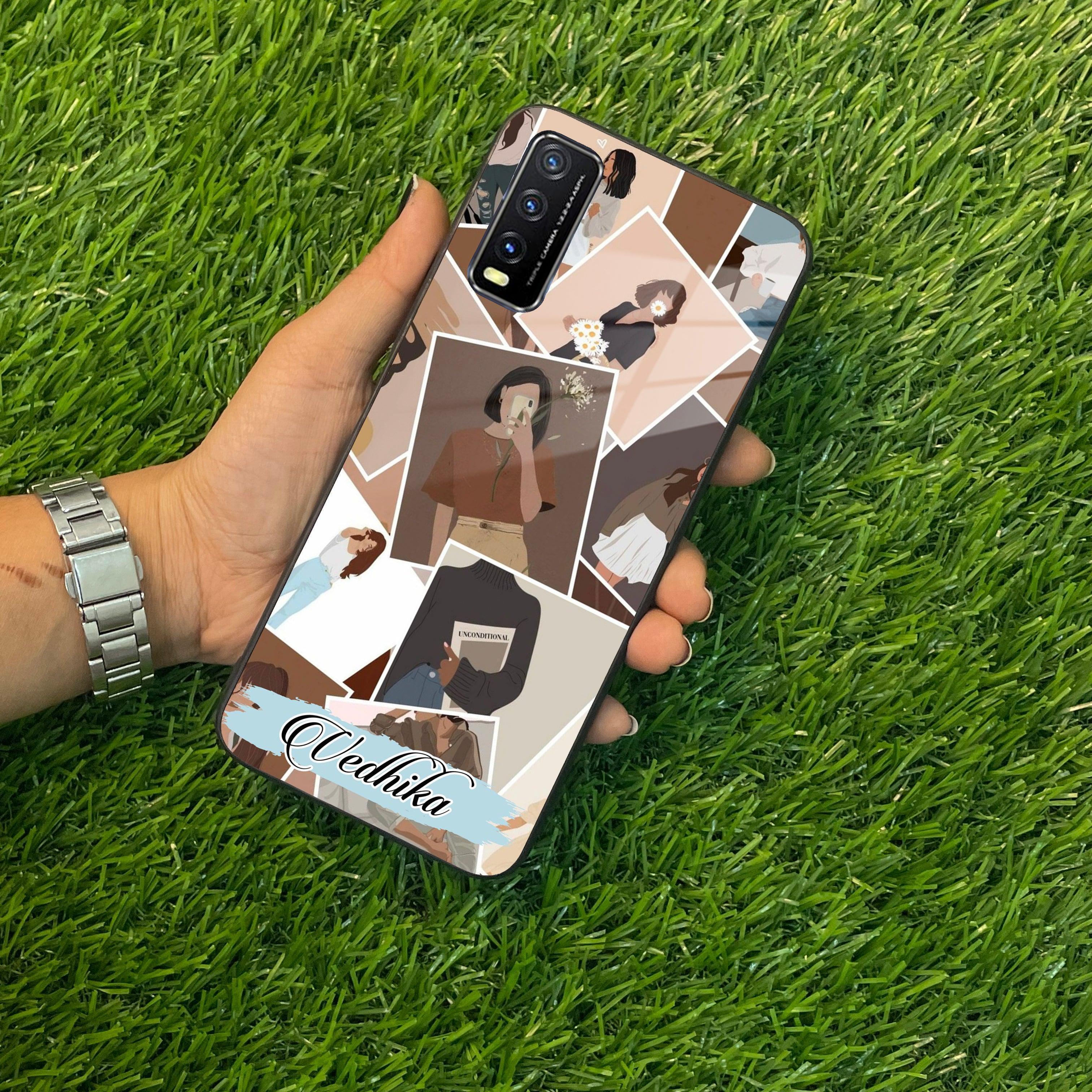 Selfie Girl Collage Glass Case Cover For Vivo - ShopOnCliQ