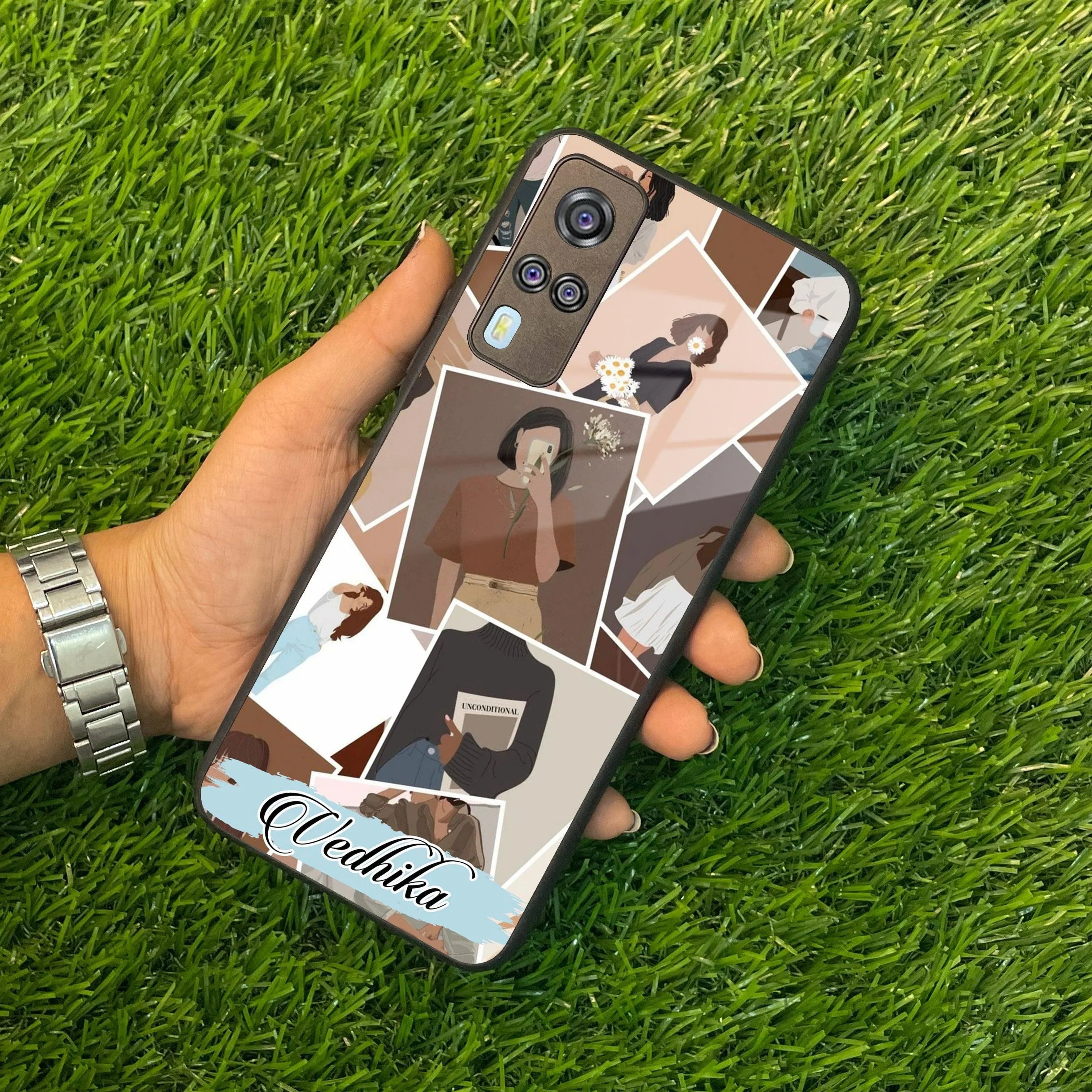 Selfie Girl Collage Glass Case Cover For Vivo - ShopOnCliQ