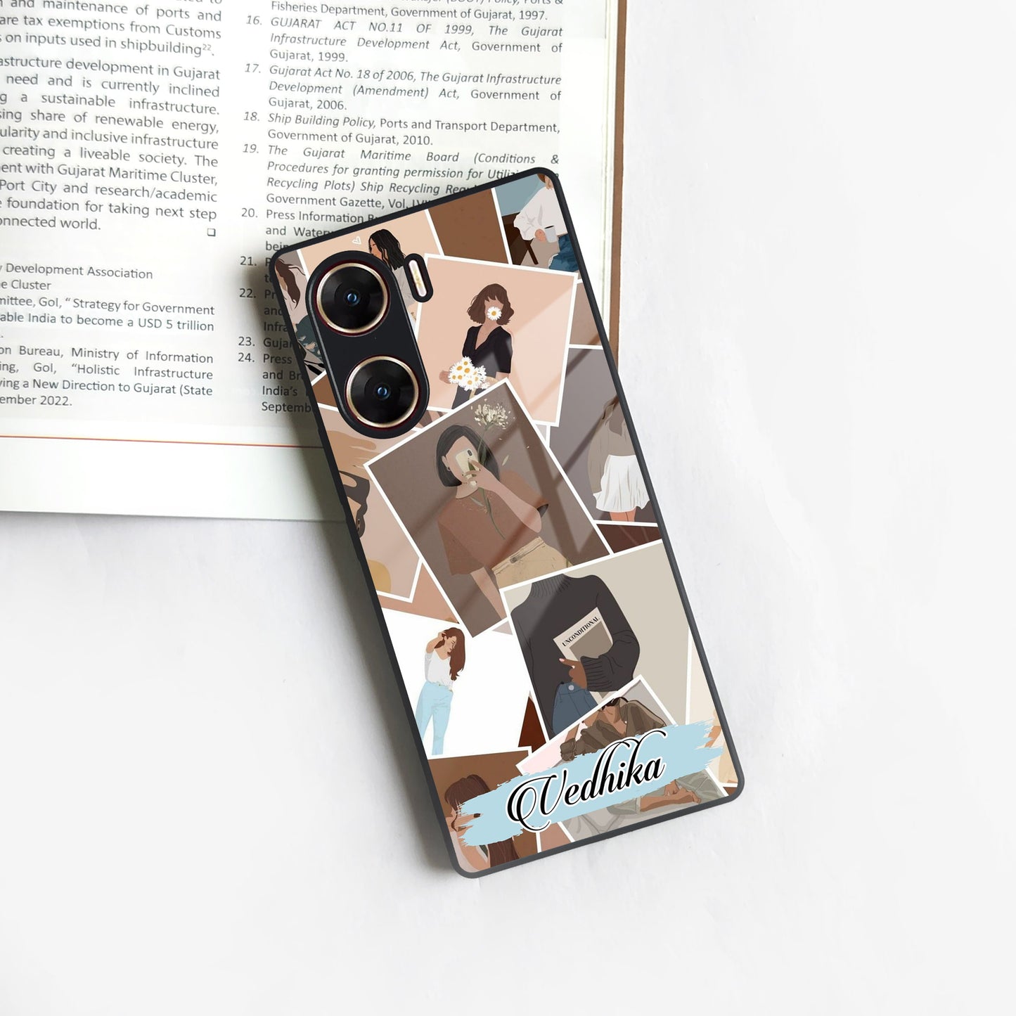 Selfie Girl Collage Glass Case Cover For Vivo