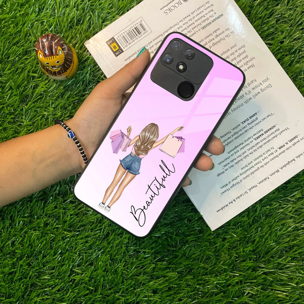 Girl With Bag Customize Name Glass Case For Realme/Narzo - ShopOnCliQ