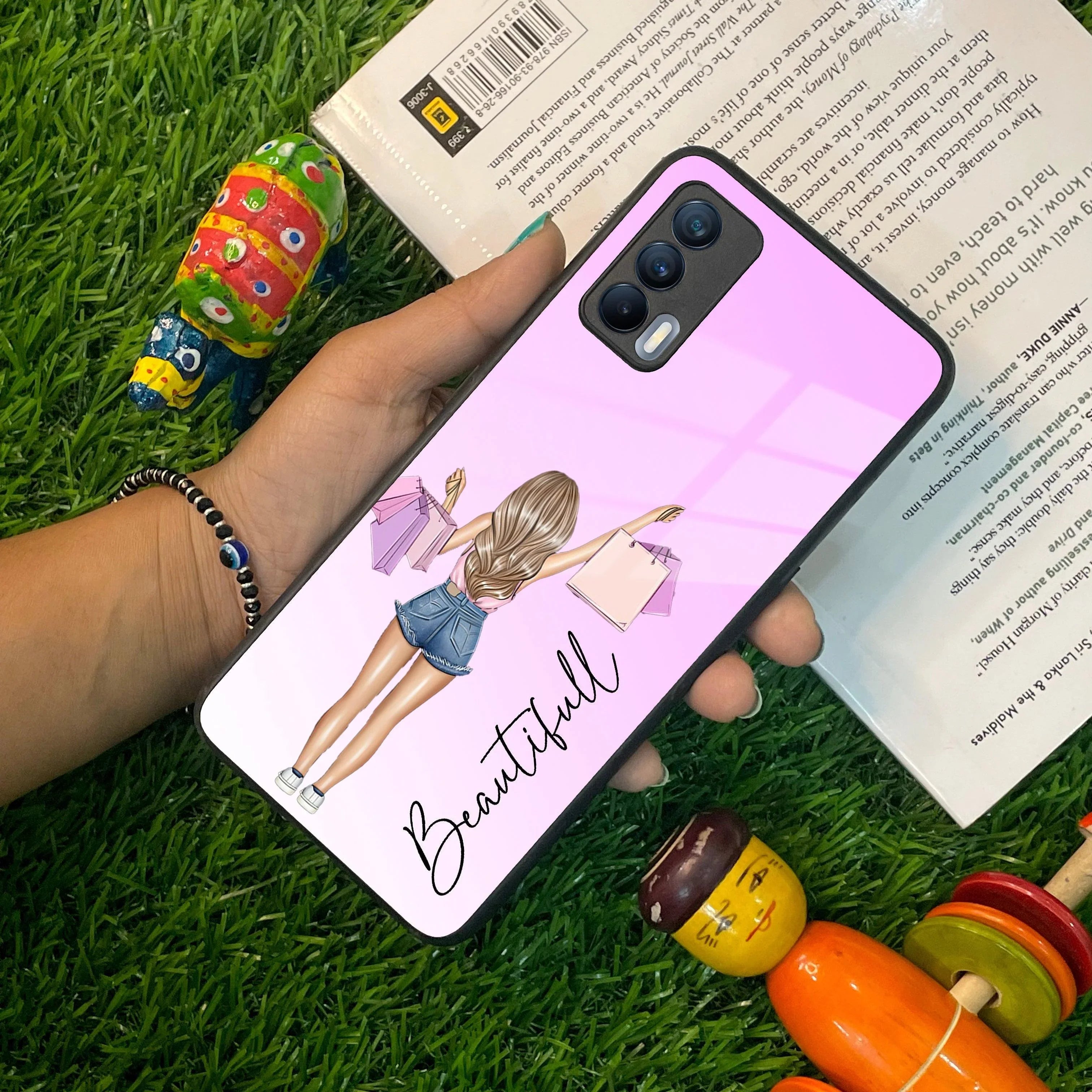Girl With Bag Customize Name Glass Case For Realme/Narzo - ShopOnCliQ