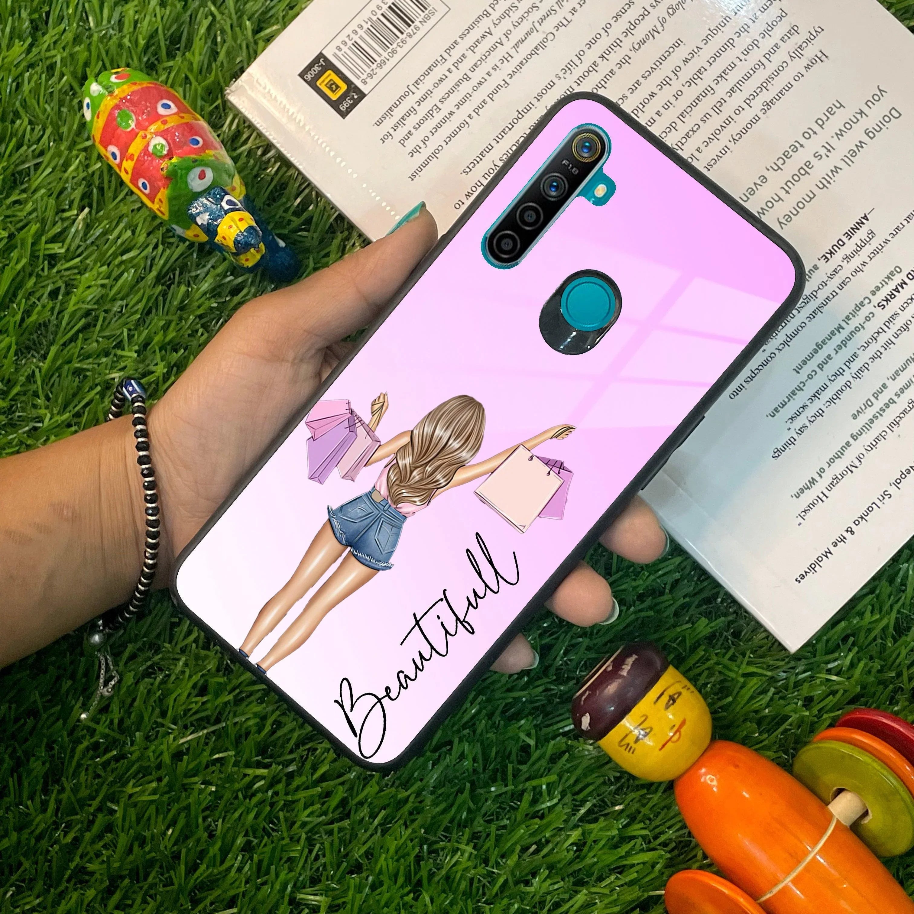 Girl With Bag Customize Name Glass Case For Realme/Narzo - ShopOnCliQ