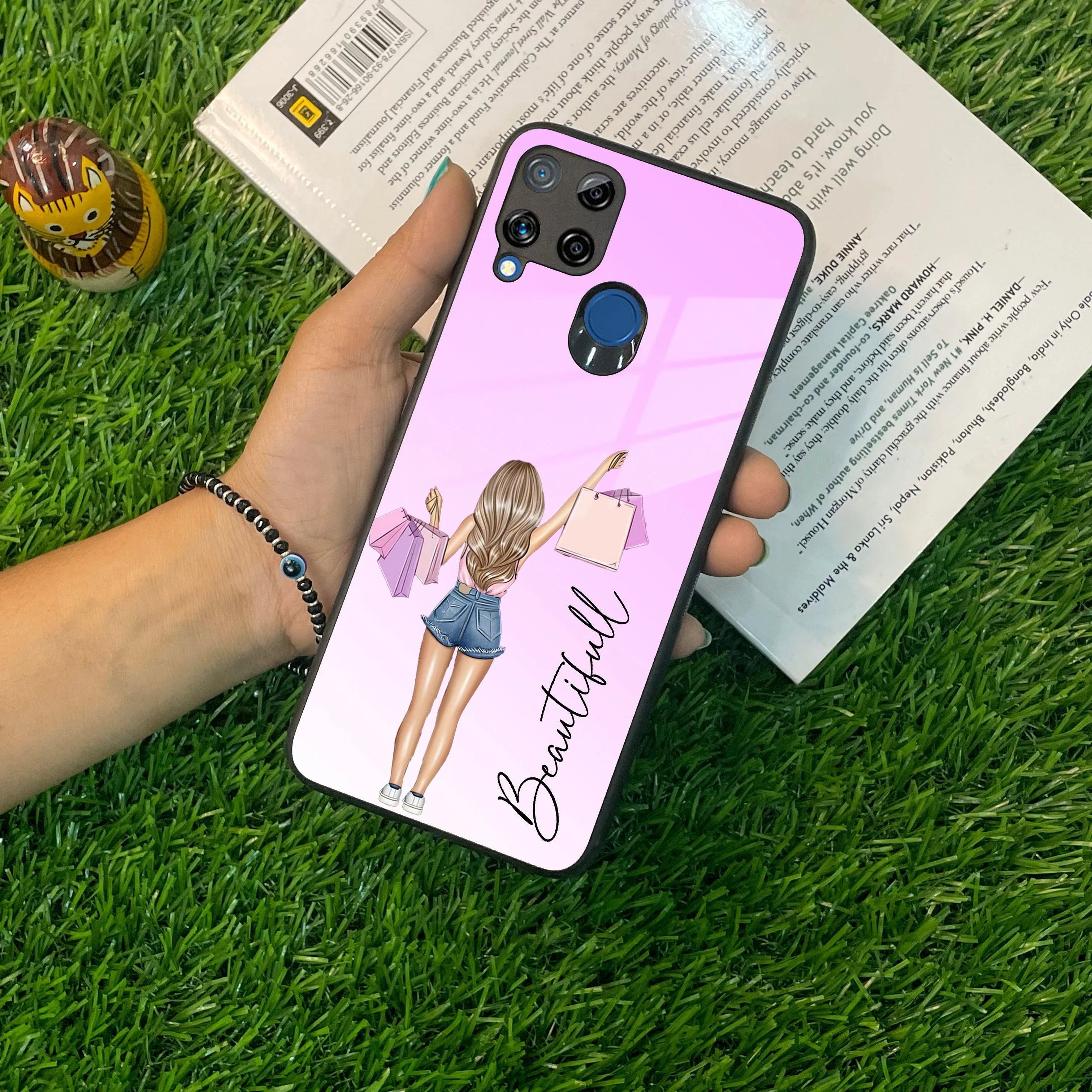 Girl With Bag Customize Name Glass Case For Realme/Narzo - ShopOnCliQ