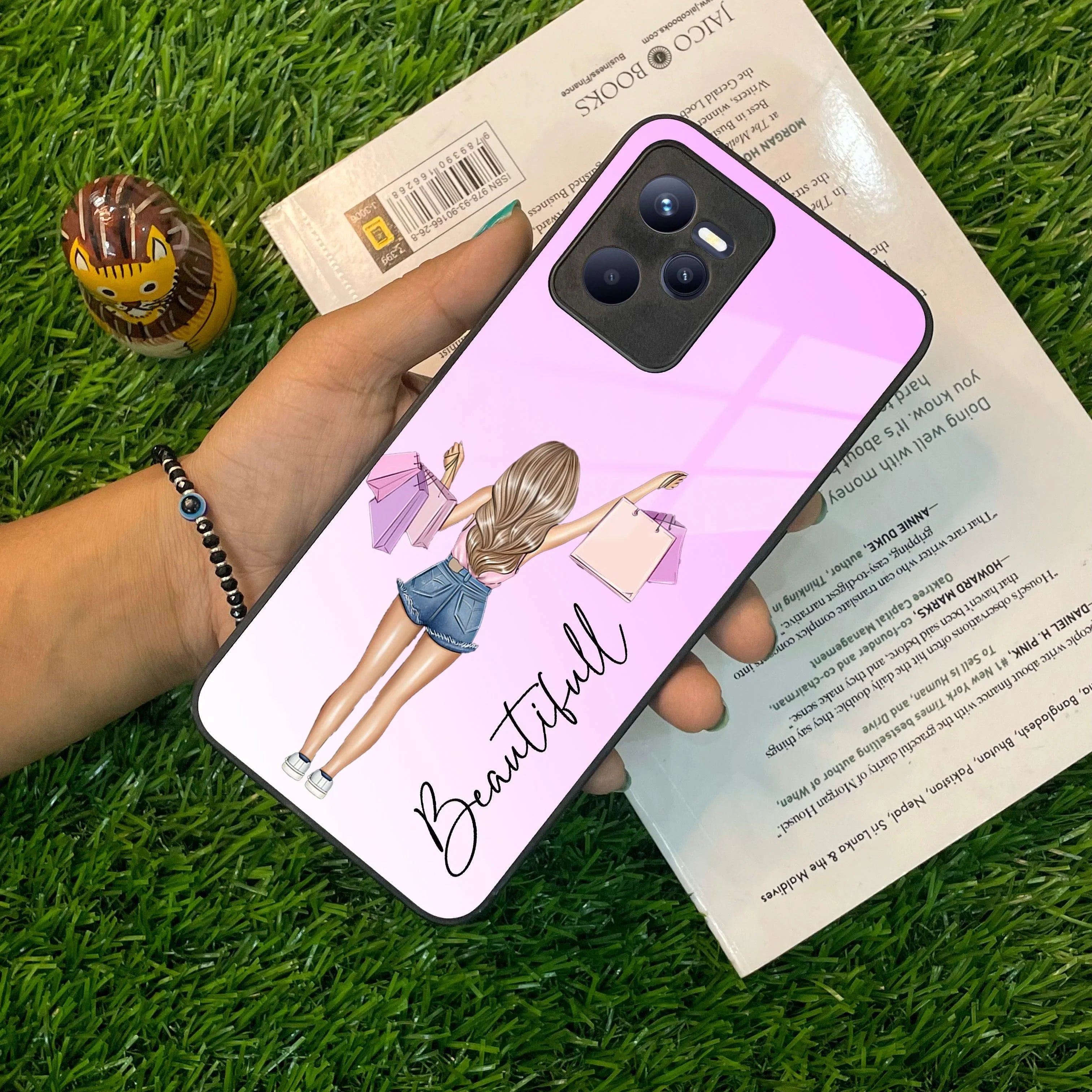 Girl With Bag Customize Name Glass Case For Realme/Narzo - ShopOnCliQ