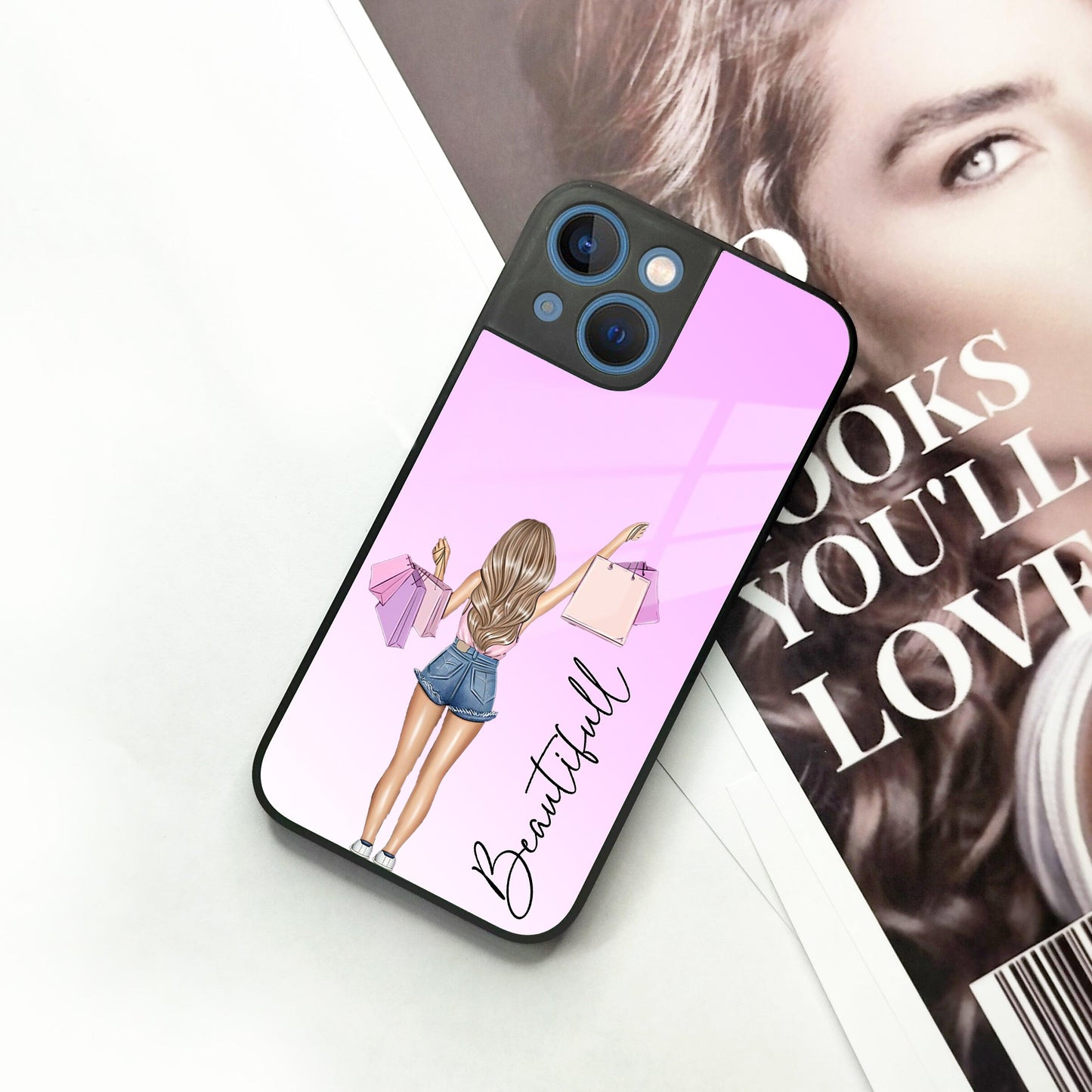 Girl With Bag Glass Case Cover For iPhone