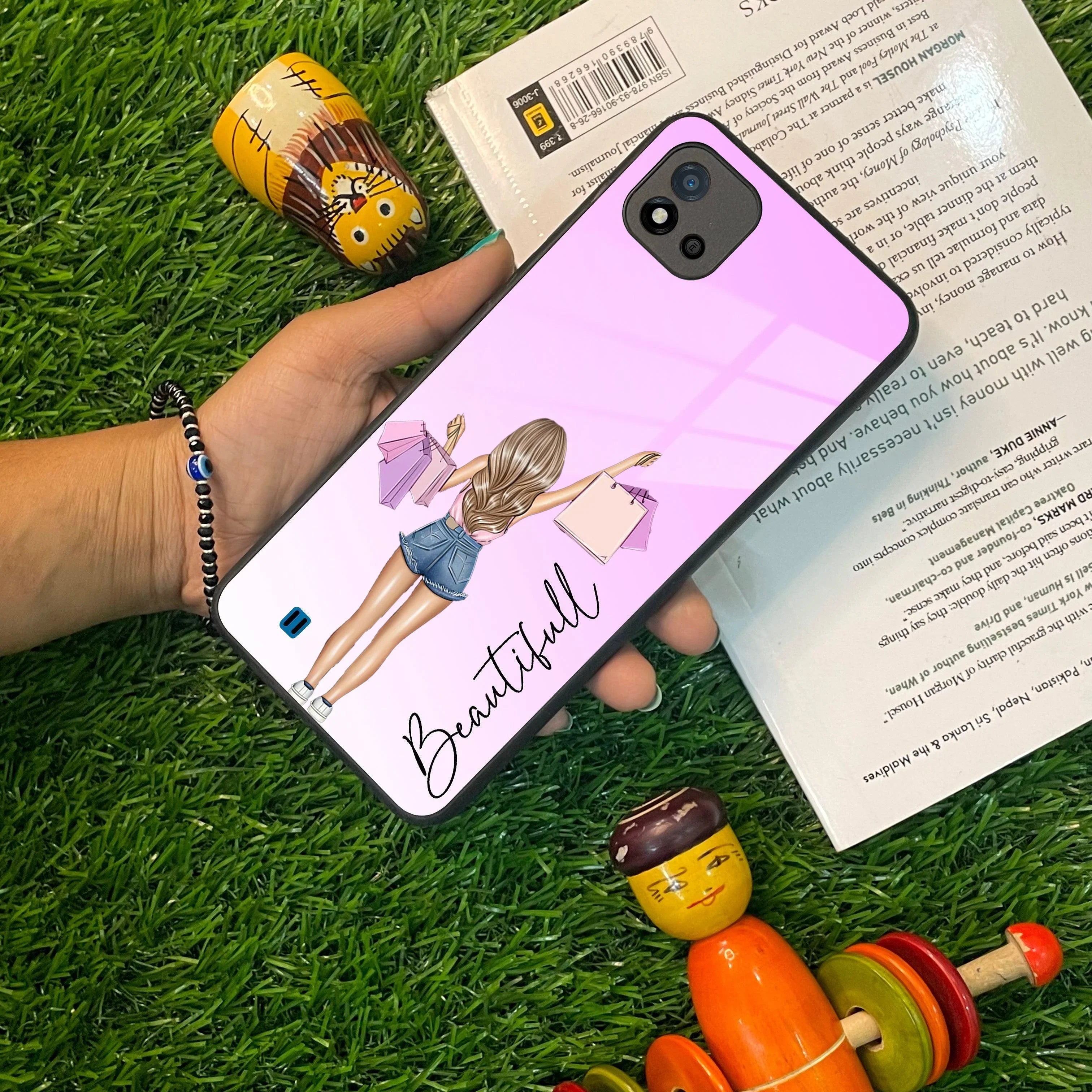 Girl With Bag Customize Name Glass Case For Realme/Narzo - ShopOnCliQ