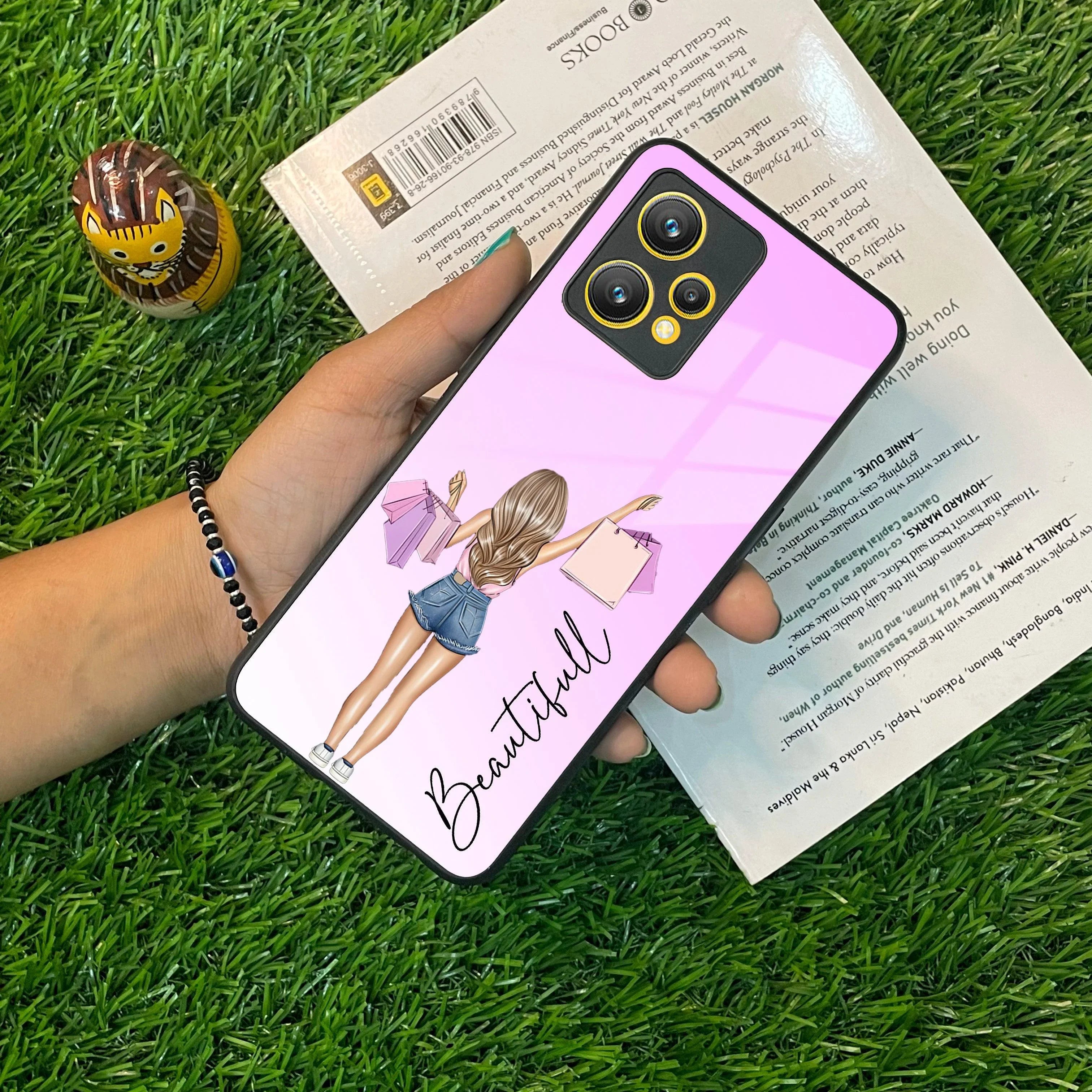 Girl With Bag Customize Name Glass Case For Realme/Narzo - ShopOnCliQ